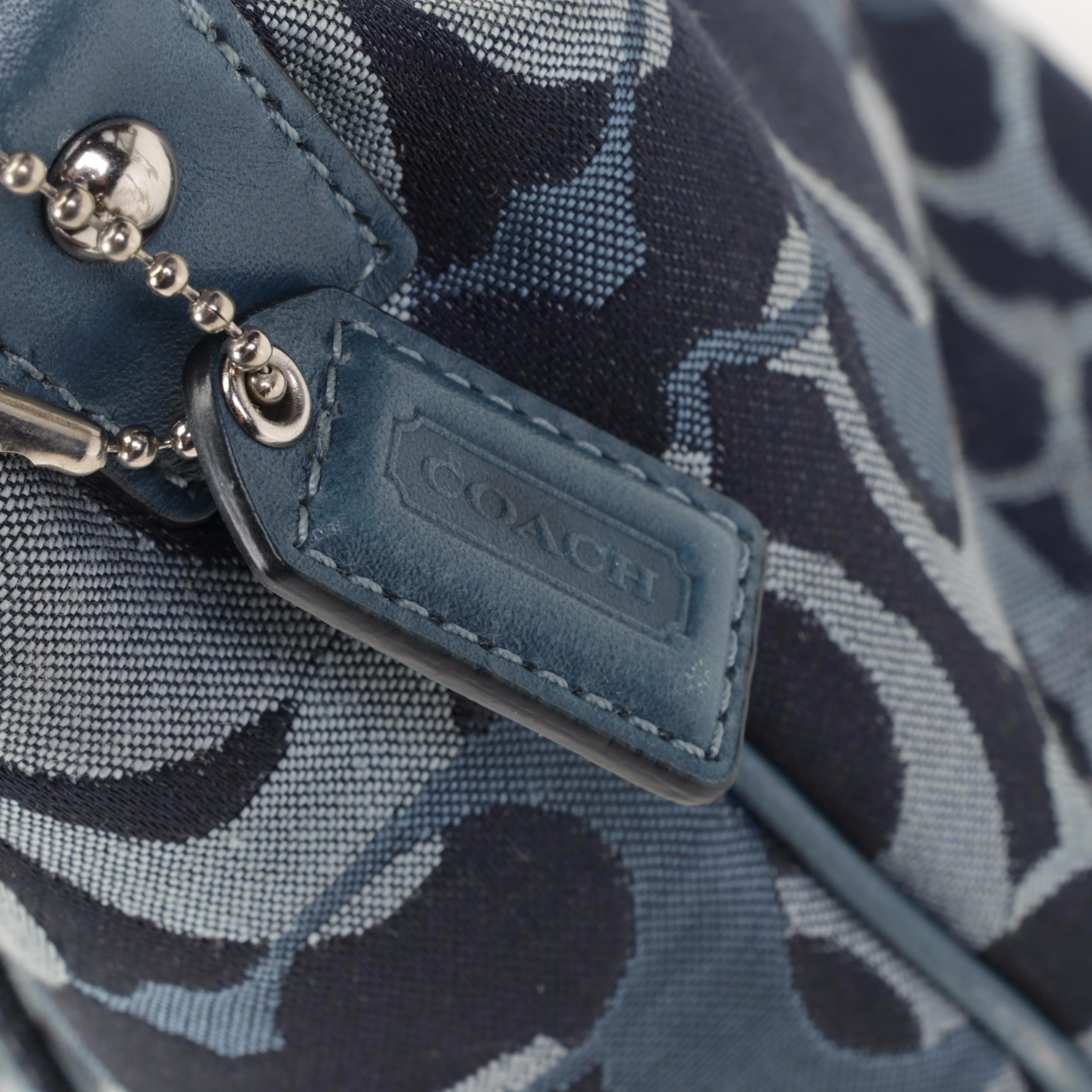 Coach Signature Multi-Blue Canvas Handbag with Dior Night 2 Sunglasses