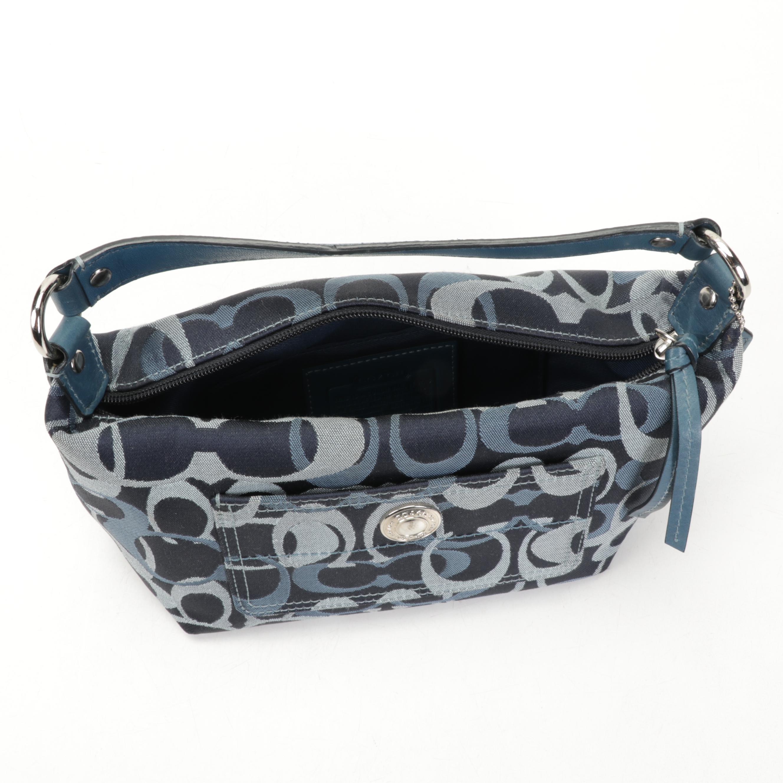 Coach Signature Multi-Blue Canvas Handbag with Dior Night 2 Sunglasses