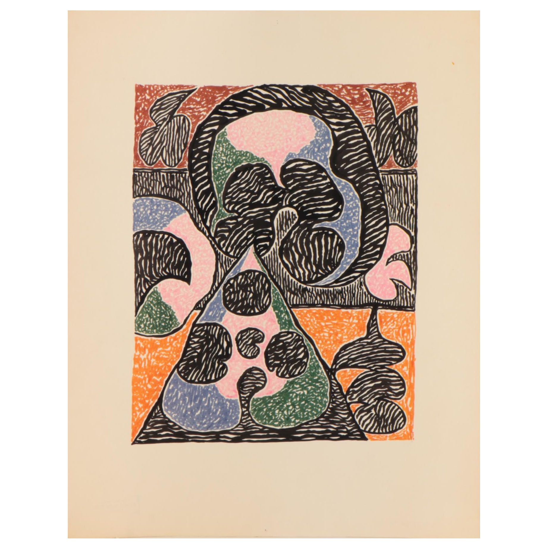 Achi Sullo Abstract Ink Drawing