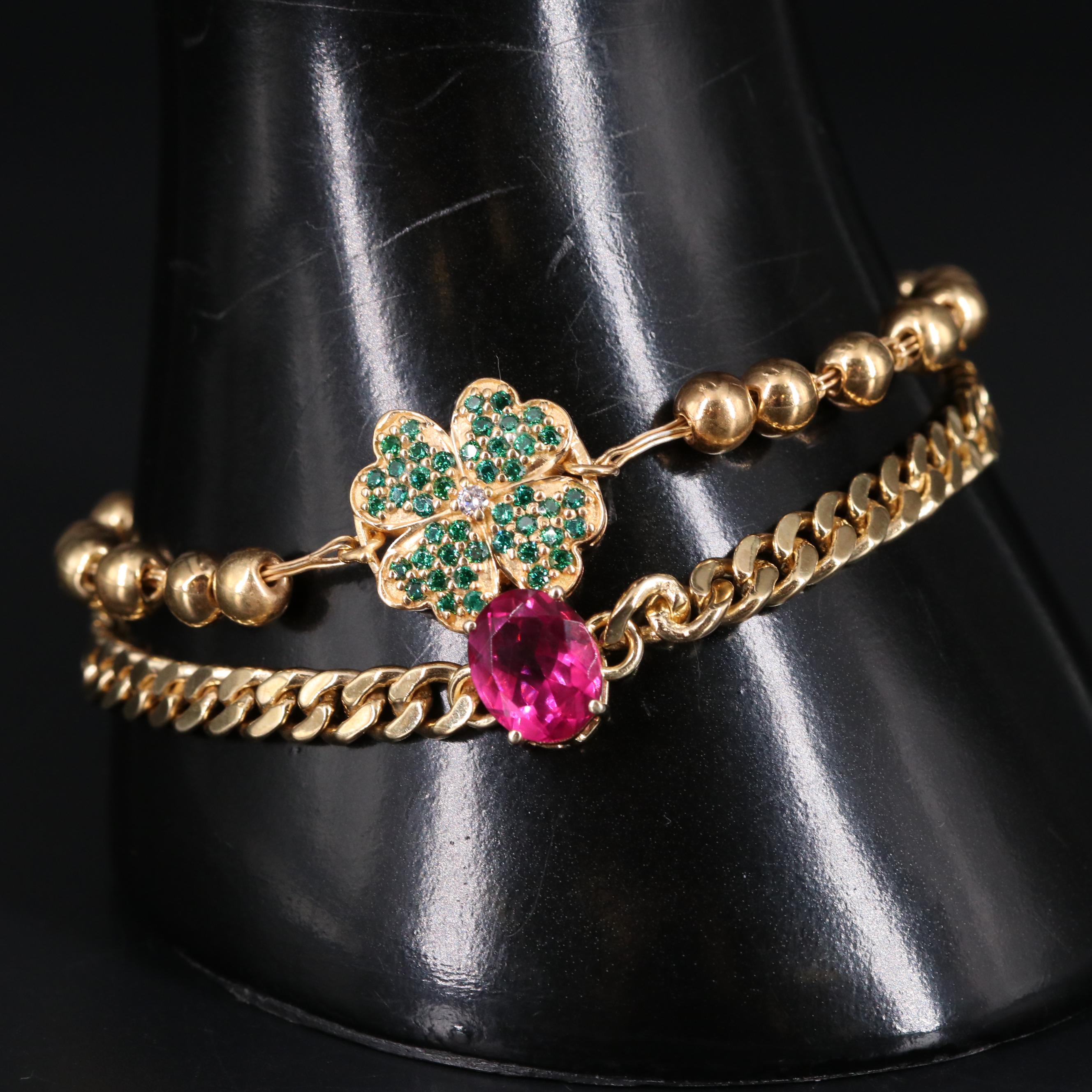 Sterling Silver Bracelet Duo Including Gemstones