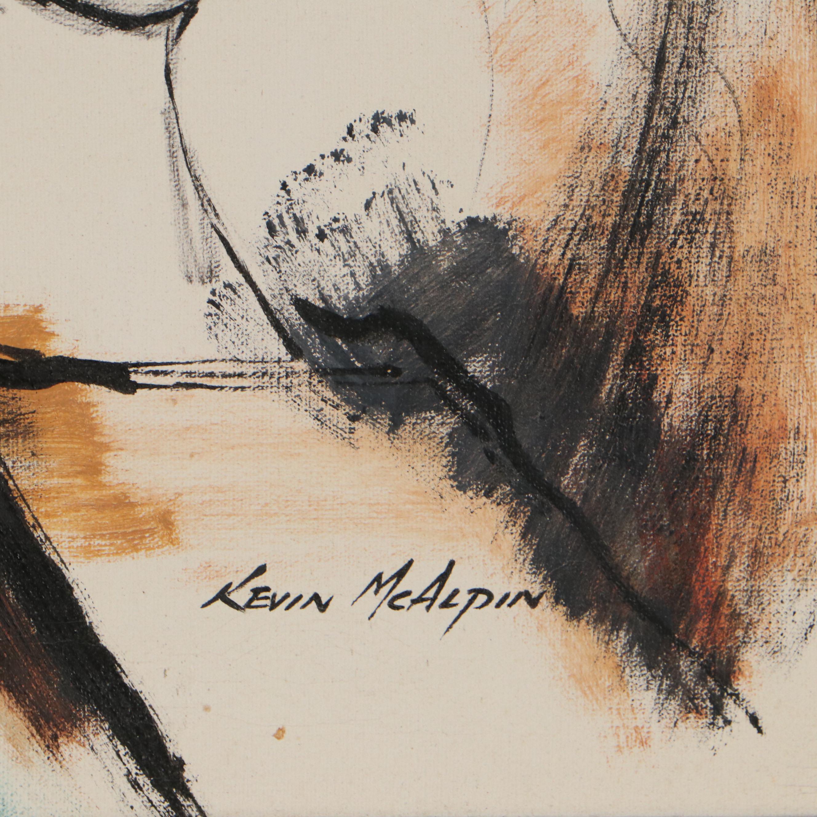 Kevin McAlpin Double Portrait Oil Painting, Circa 1970