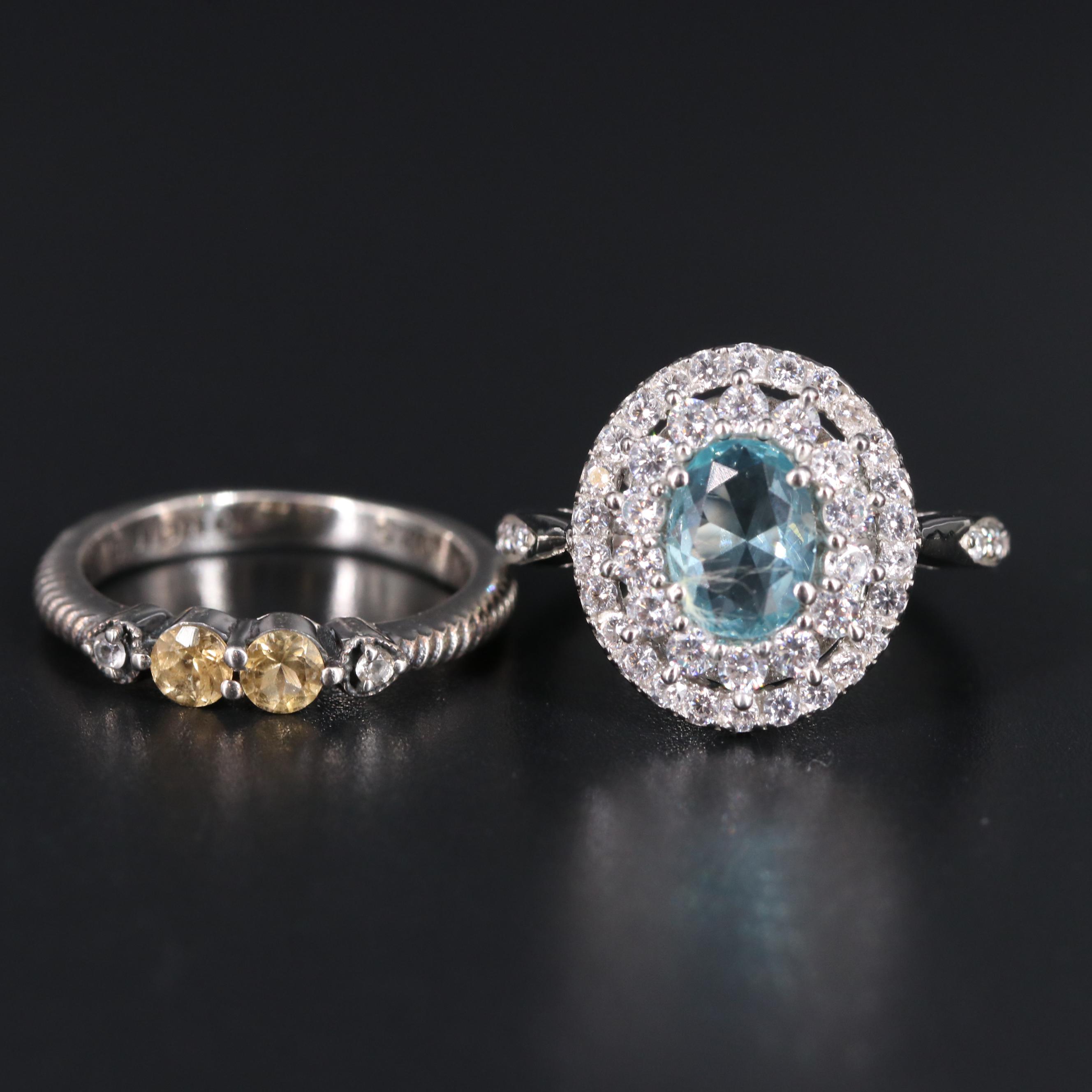 Sterling Silver Ring Duo Including Gemstones
