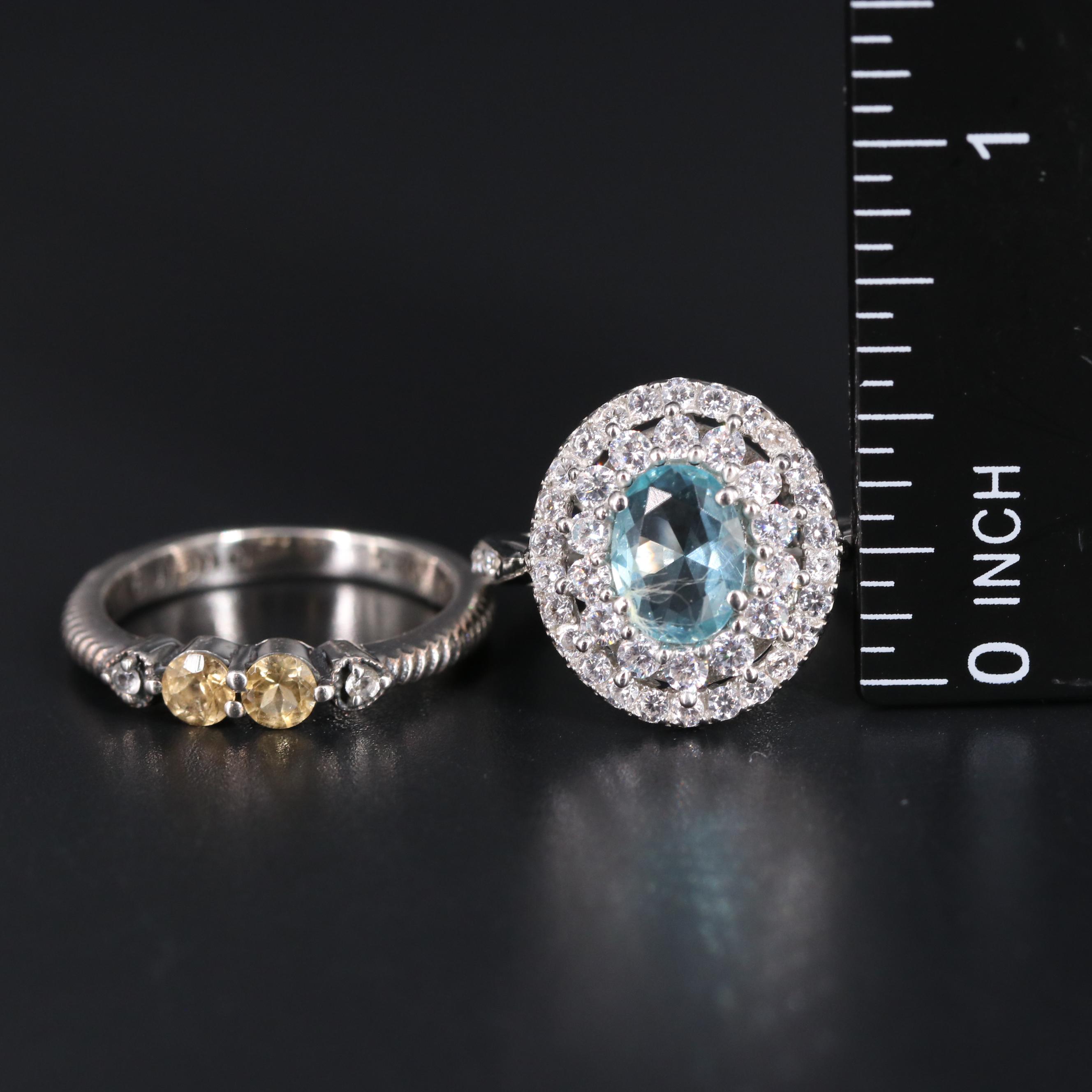 Sterling Silver Ring Duo Including Gemstones