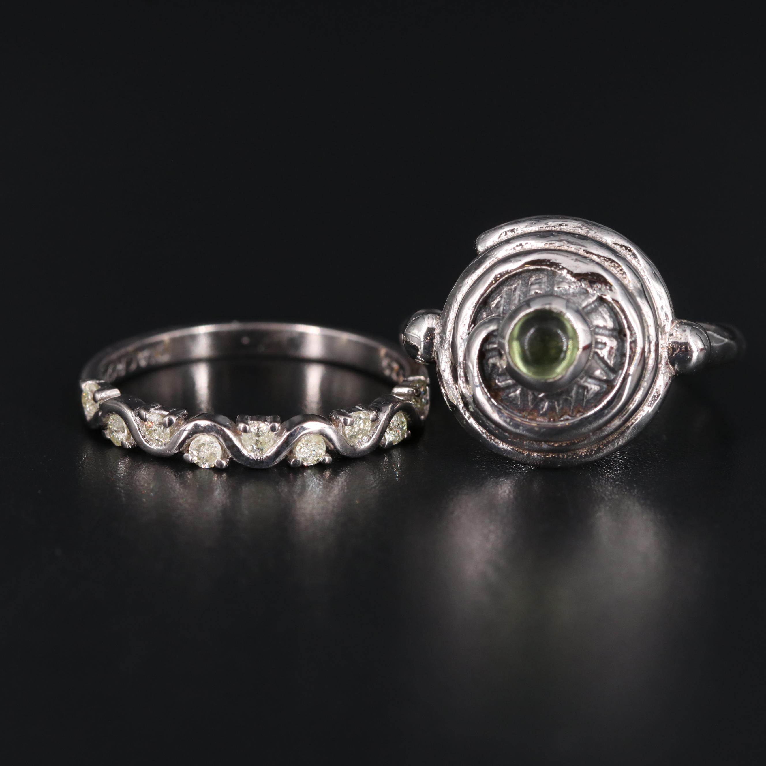 Sterling Silver Ring Duo Including Gemstones