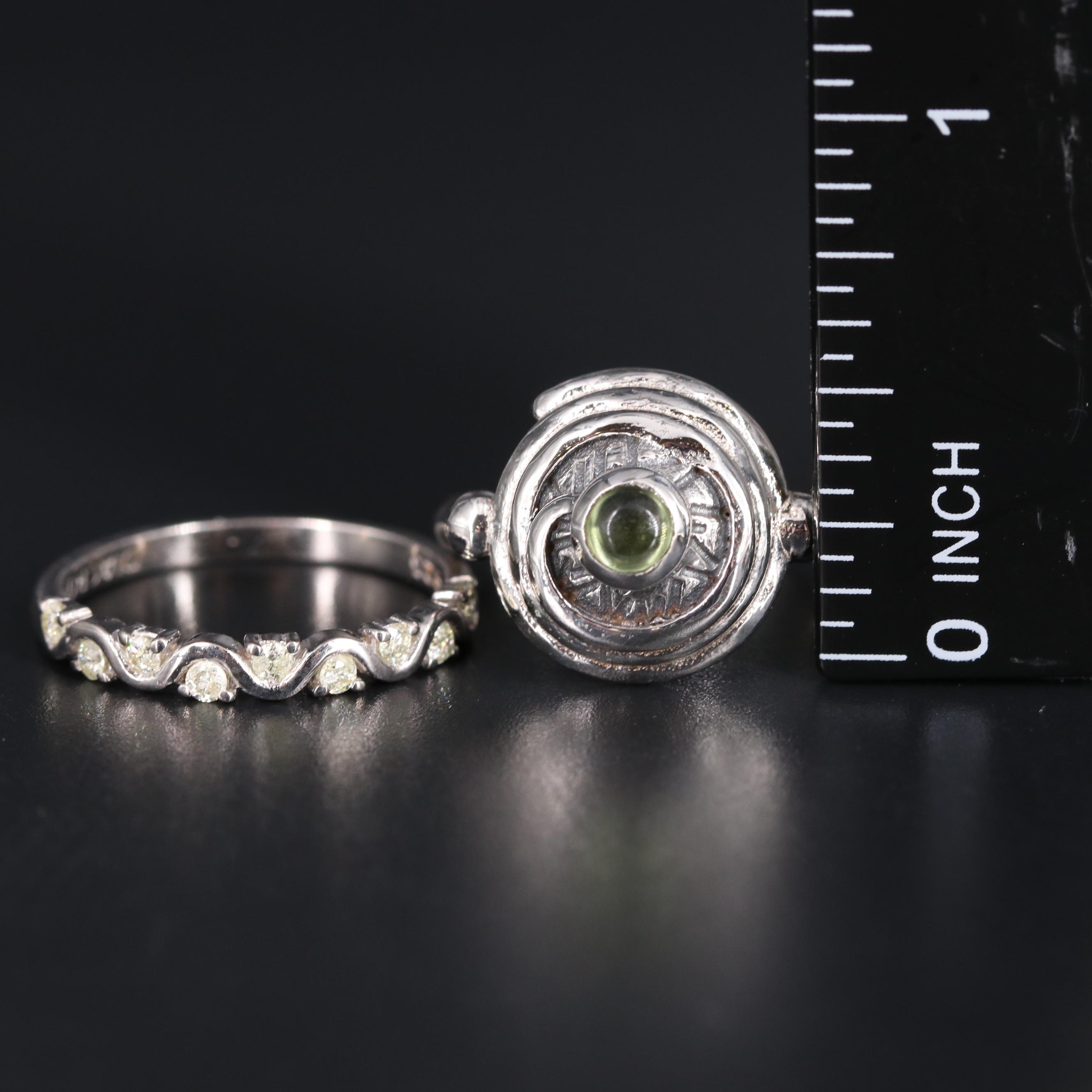 Sterling Silver Ring Duo Including Gemstones