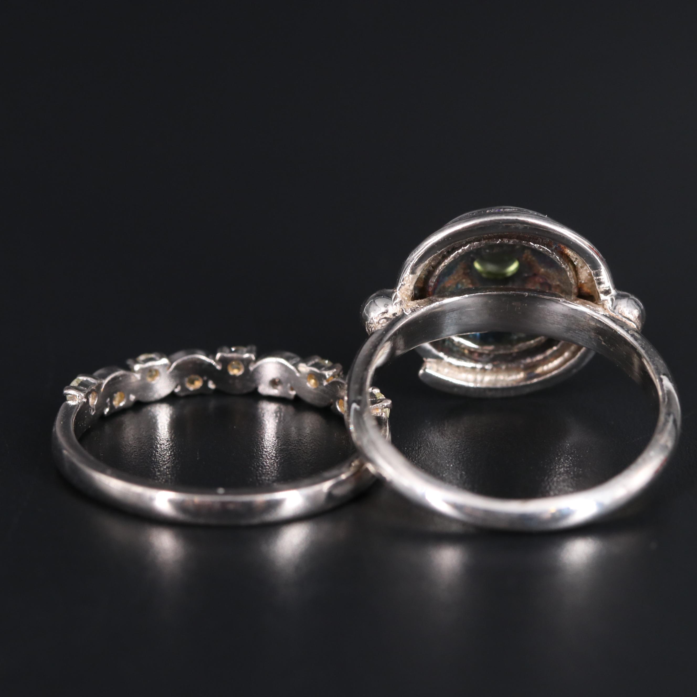 Sterling Silver Ring Duo Including Gemstones