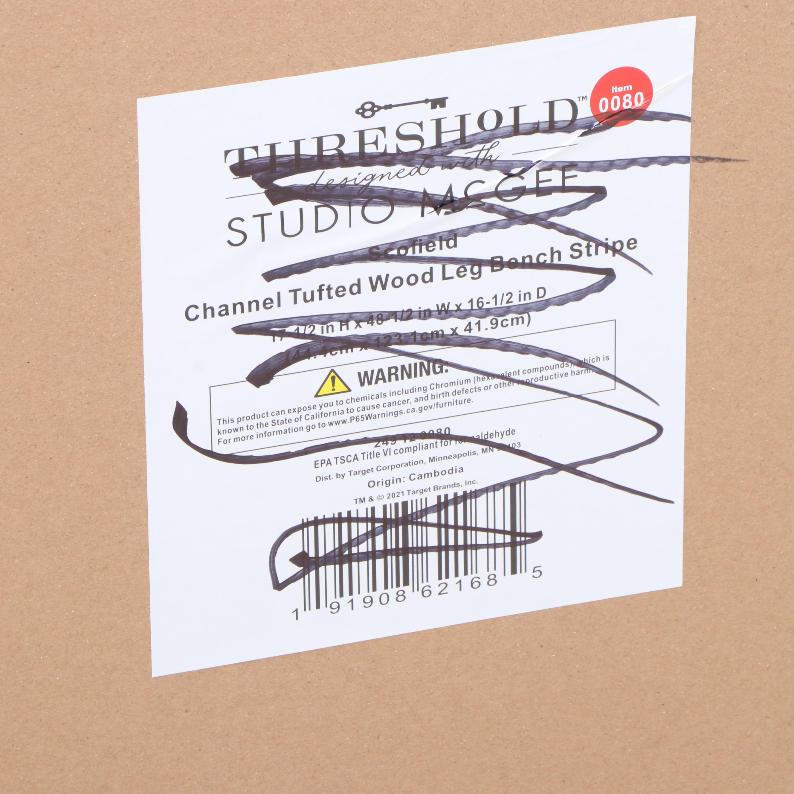 Studio McGee Threshold "Scofield" Channel Tufted Wood Leg Bench