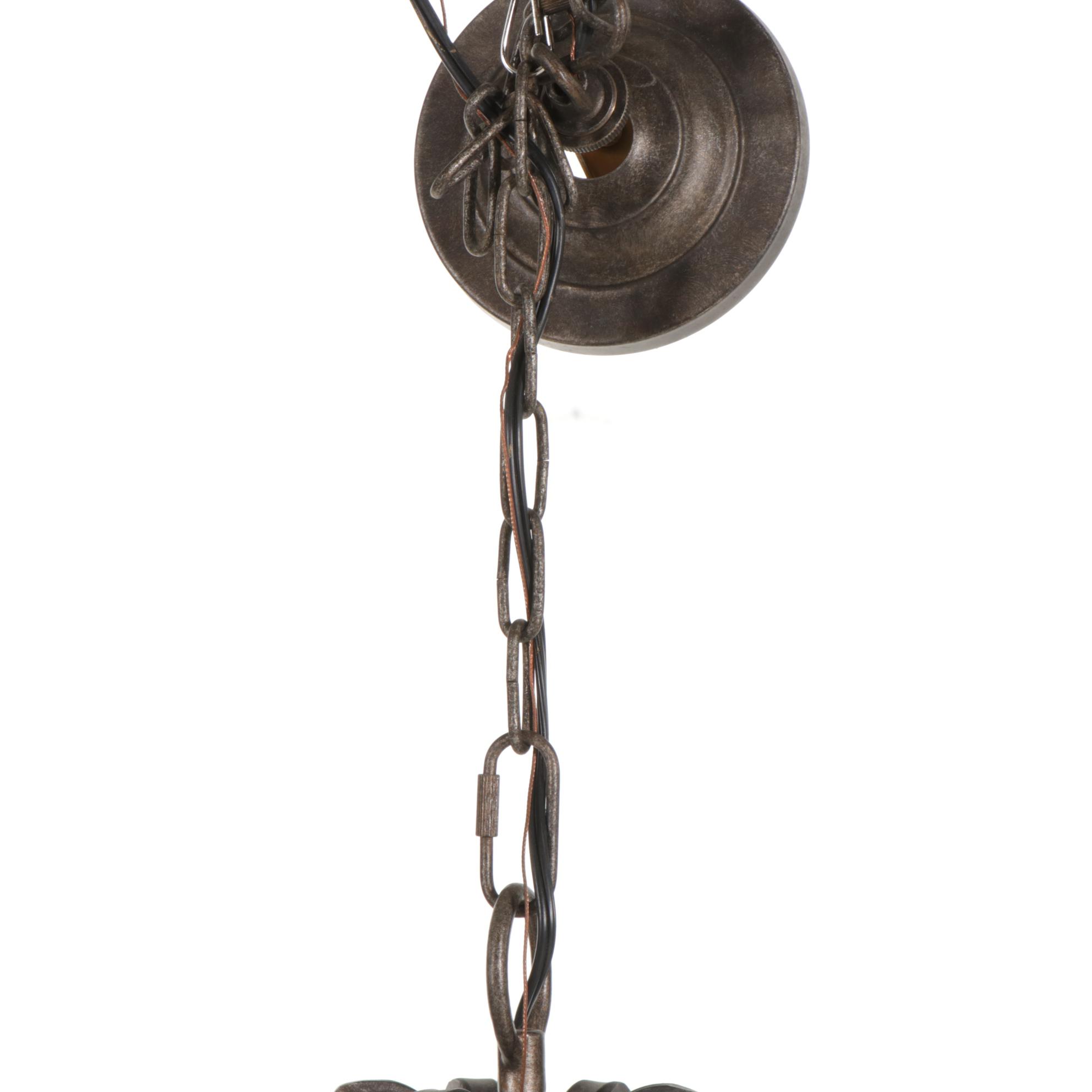 Pasquale Miranda for Feiss Scroll Metal Six-Arm Chandelier and Prisms and Shades