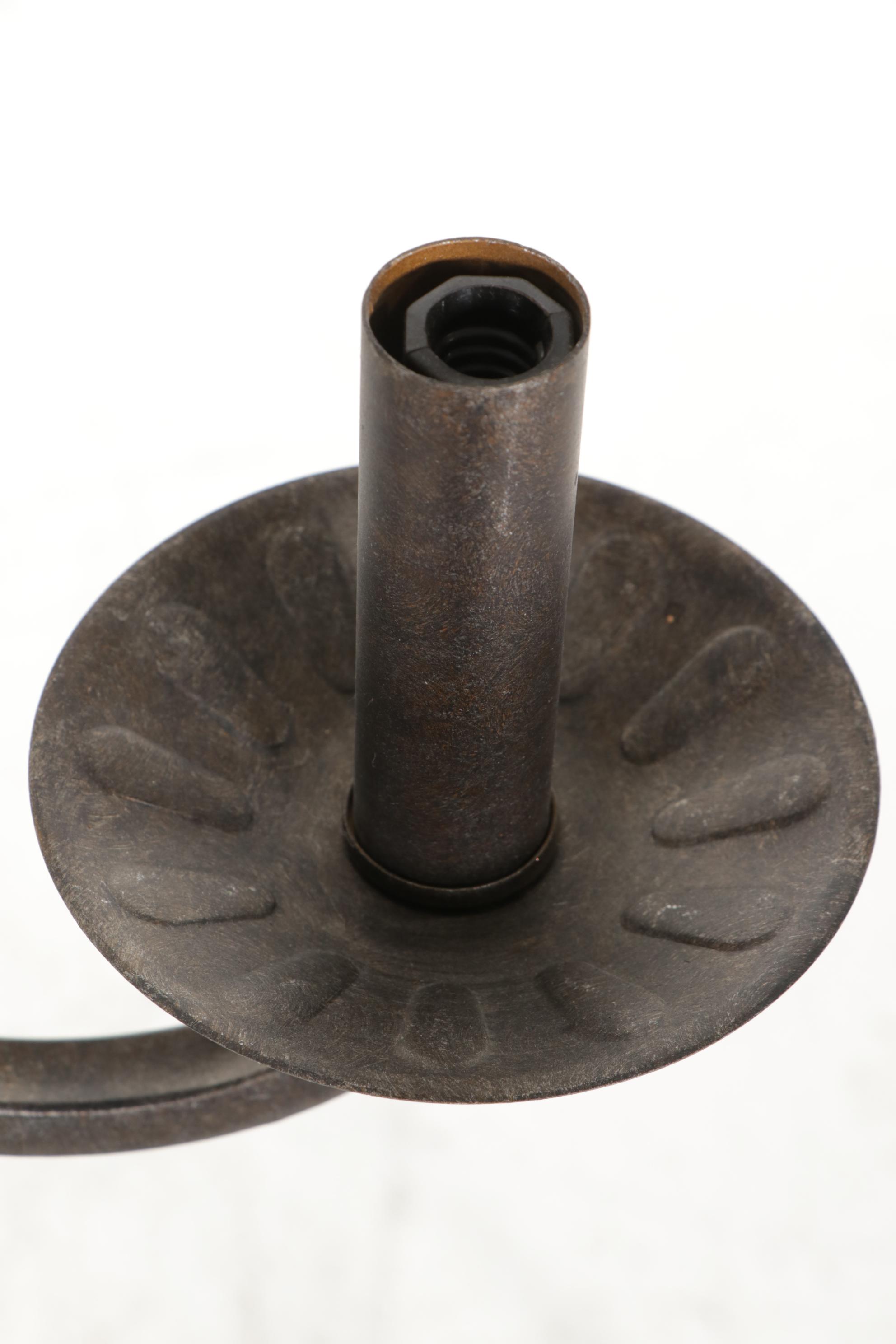 Pasquale Miranda for Feiss Scroll Metal Six-Arm Chandelier and Prisms and Shades