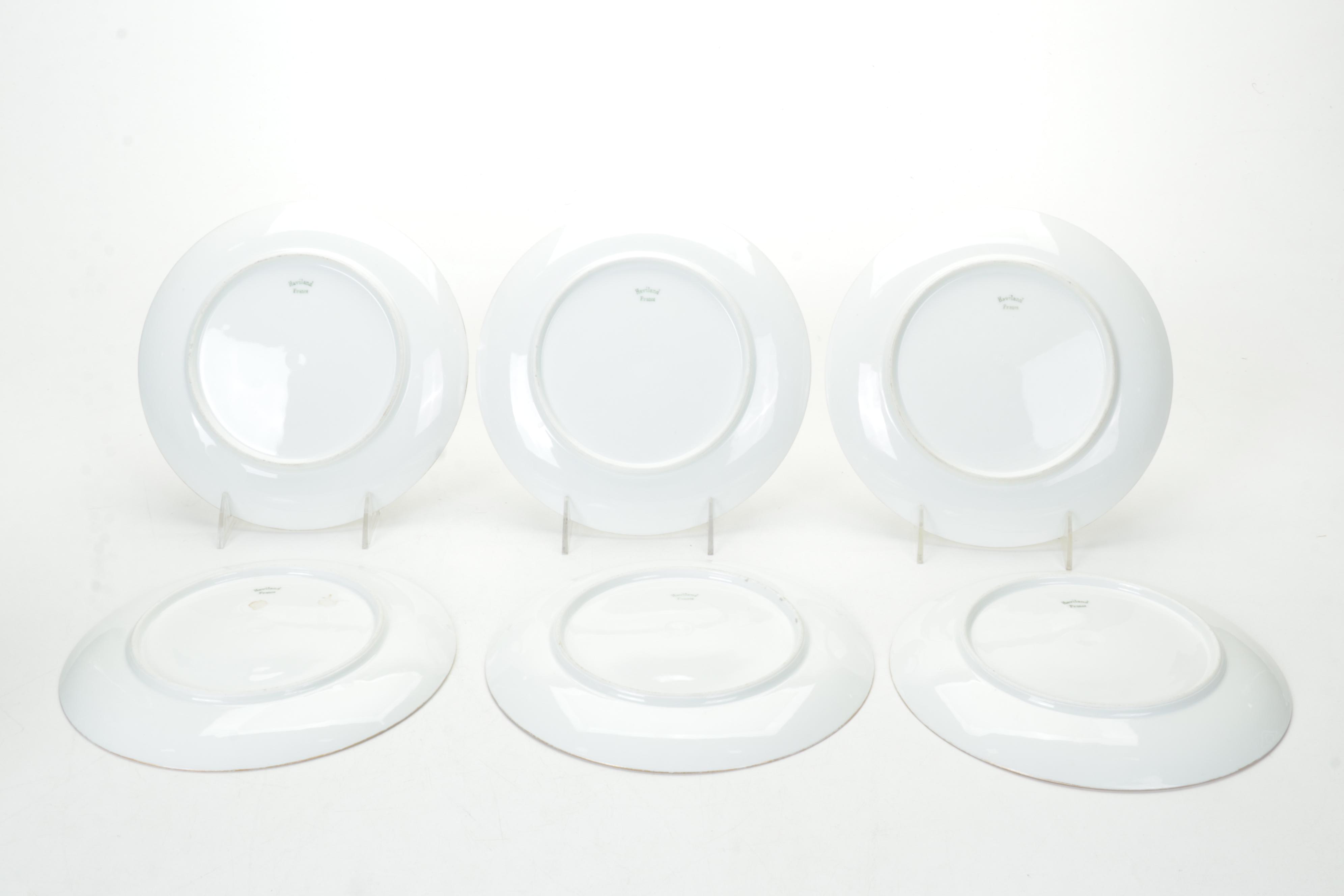 Haviland Hand-Painted Porcelain Luncheon Plates and Bowls