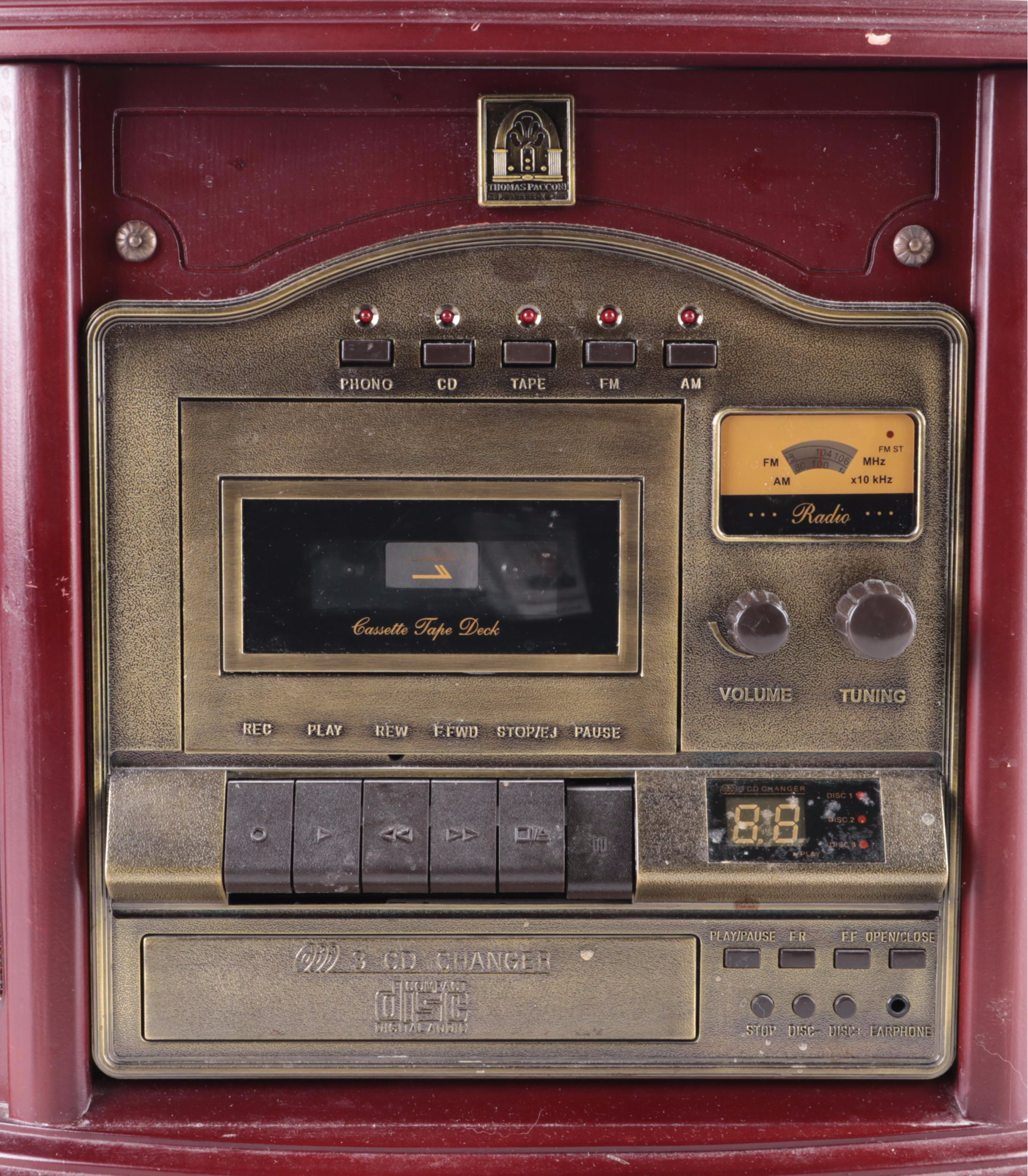 Thomas Pacconi Handpainted Phonograph with CD and Cassette Player