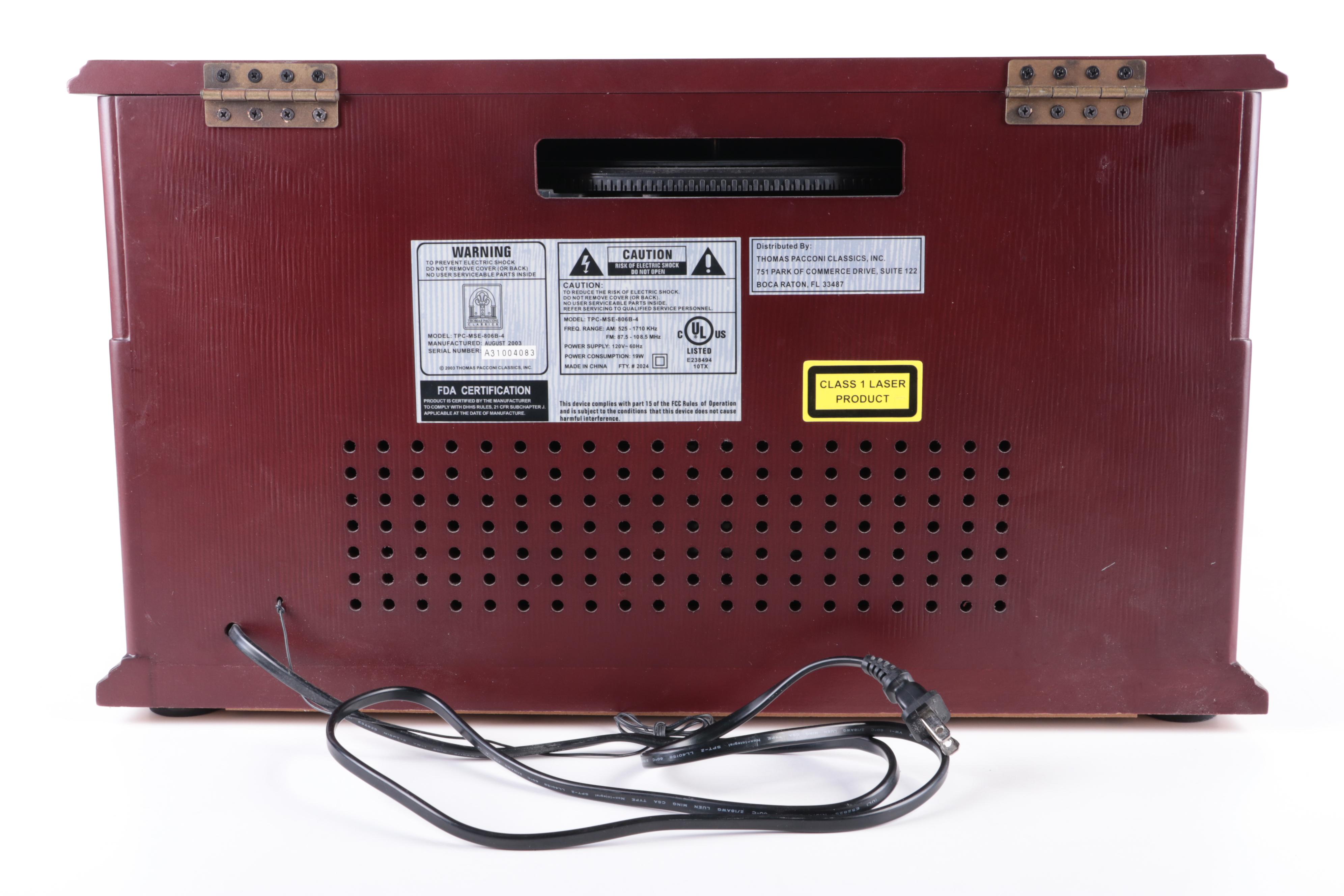 Thomas Pacconi Handpainted Phonograph with CD and Cassette Player