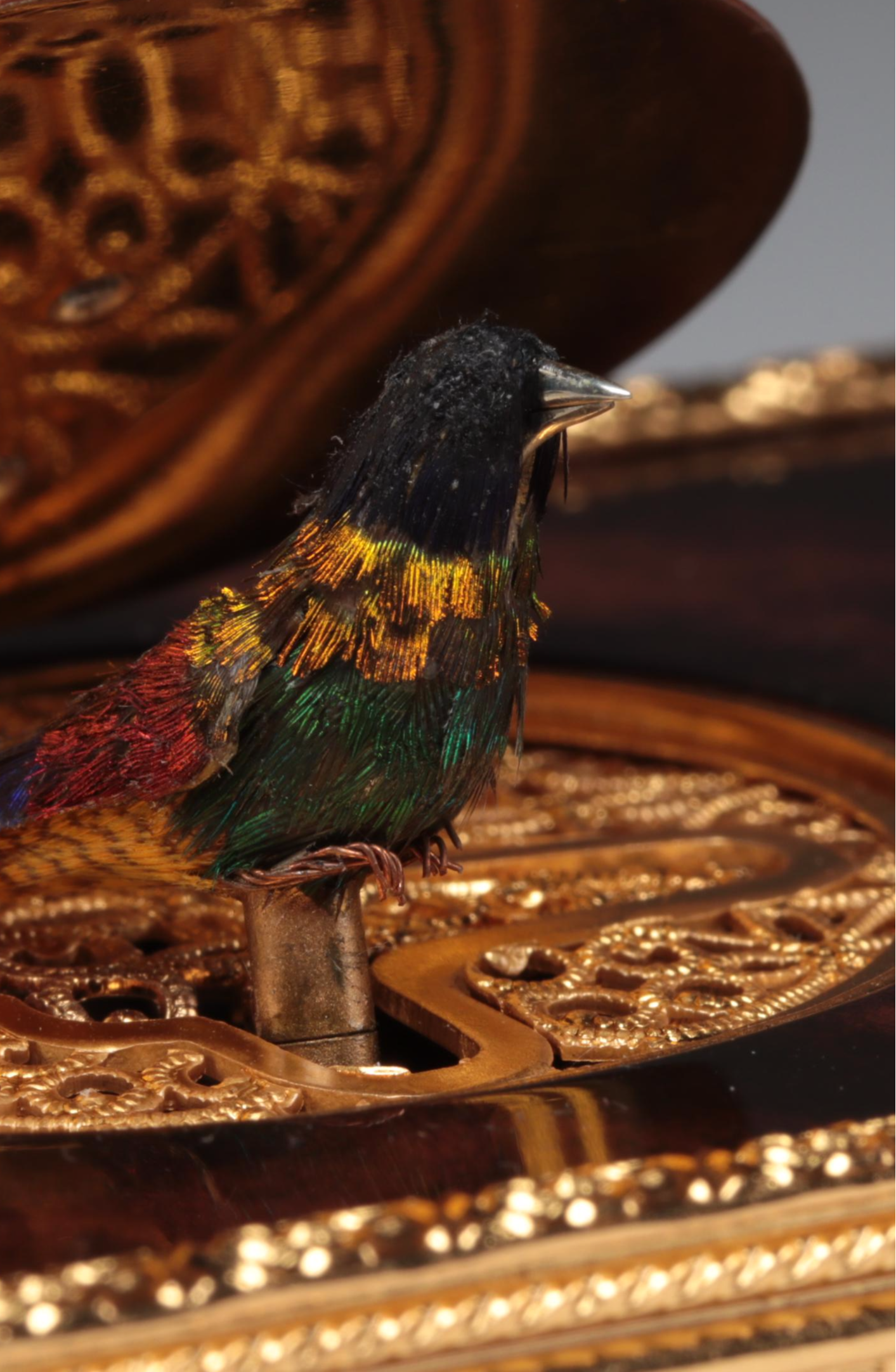 Reuge Automaton Singing Bird Music Box with Platinum, Diamond, Ruby Bird Accent