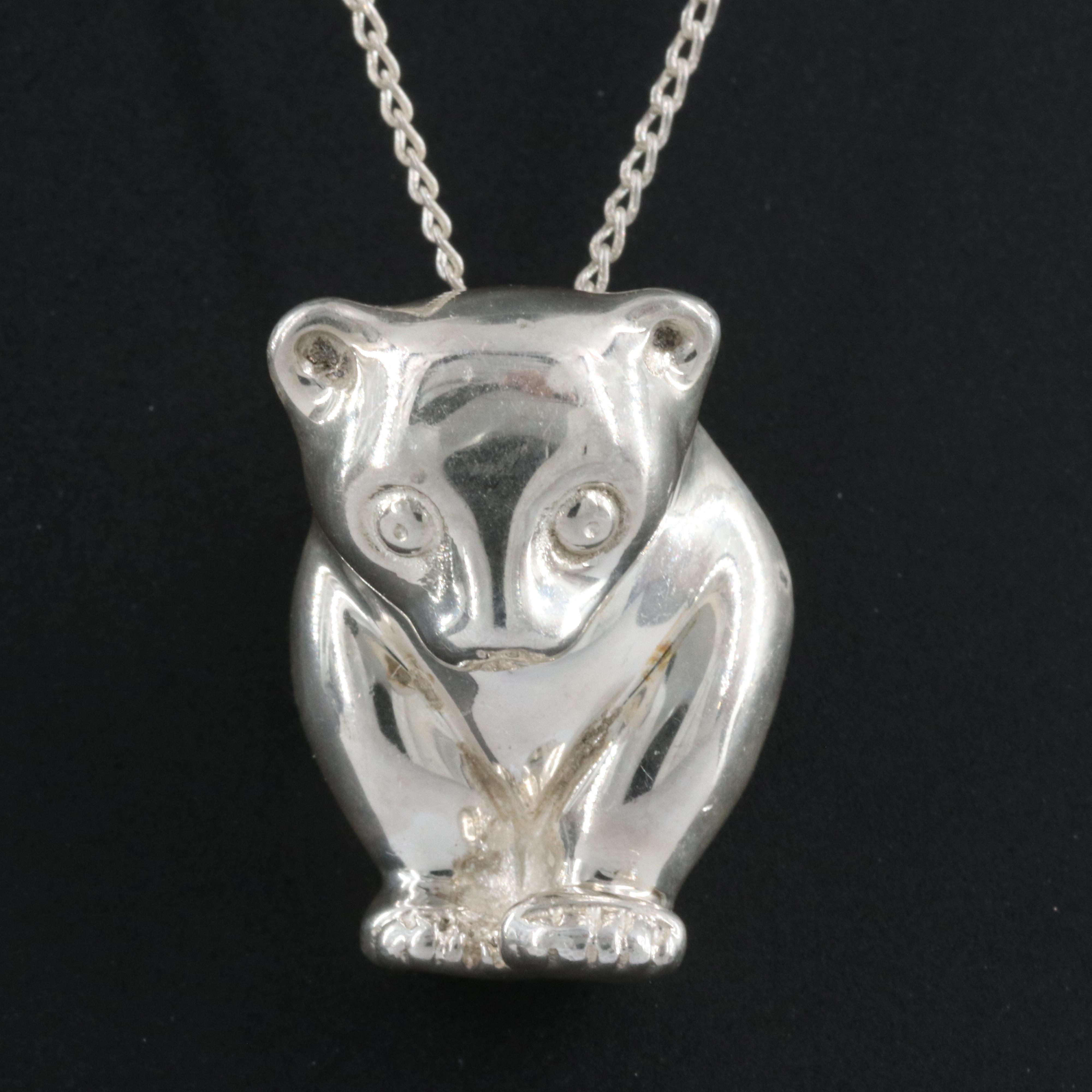 Tiffany & Co. Sterling Sun Bear Pendant Necklace