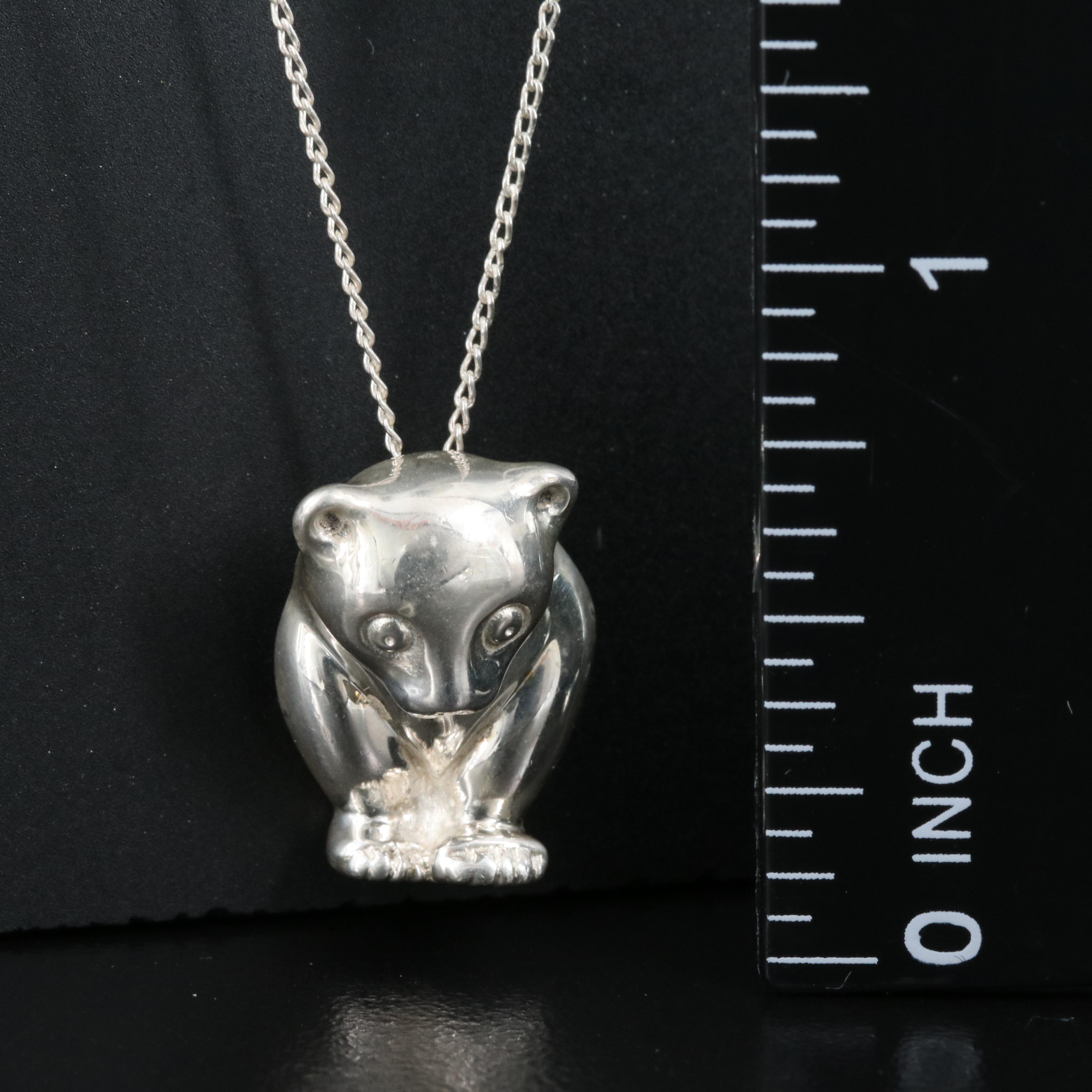 Tiffany & Co. Sterling Sun Bear Pendant Necklace