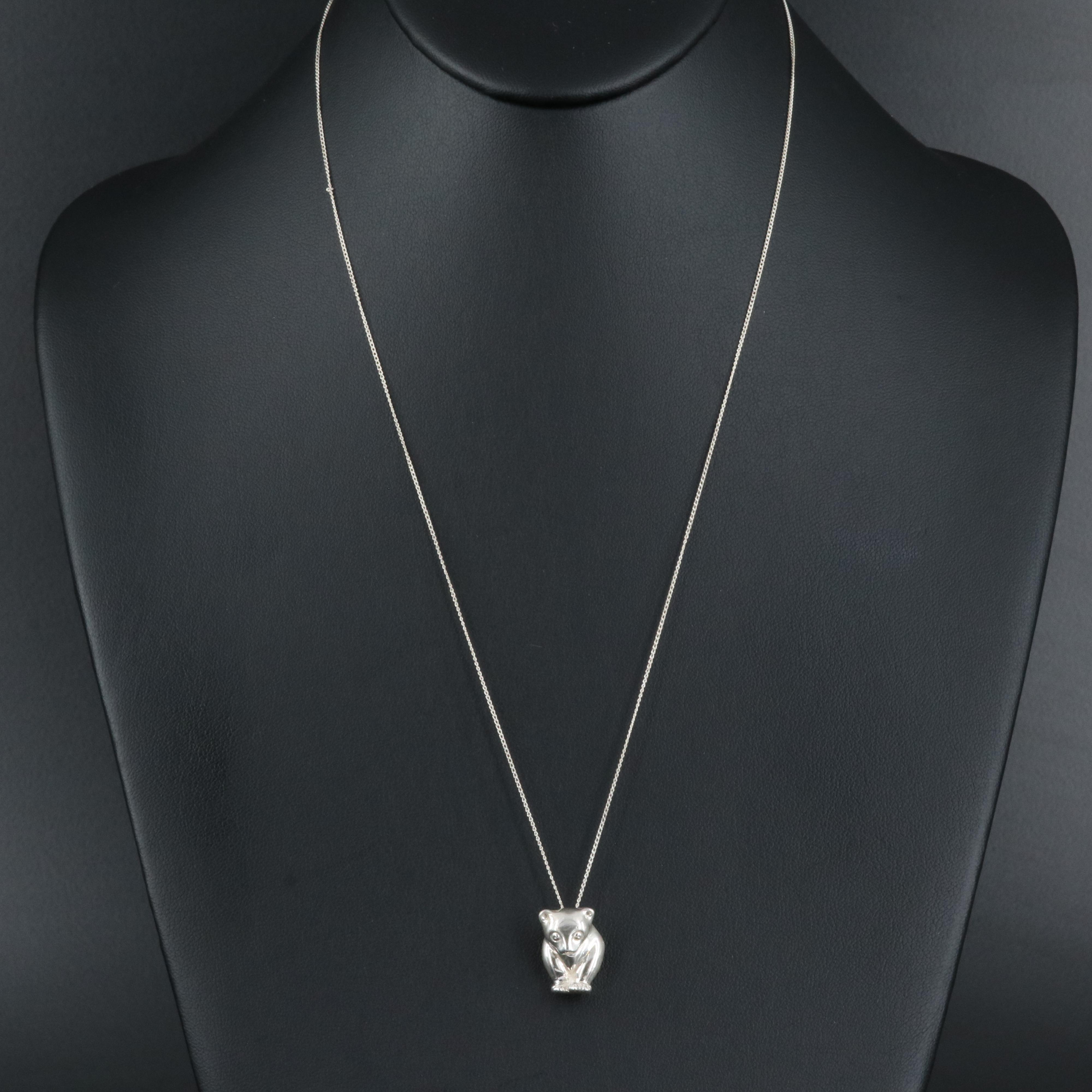Tiffany & Co. Sterling Sun Bear Pendant Necklace