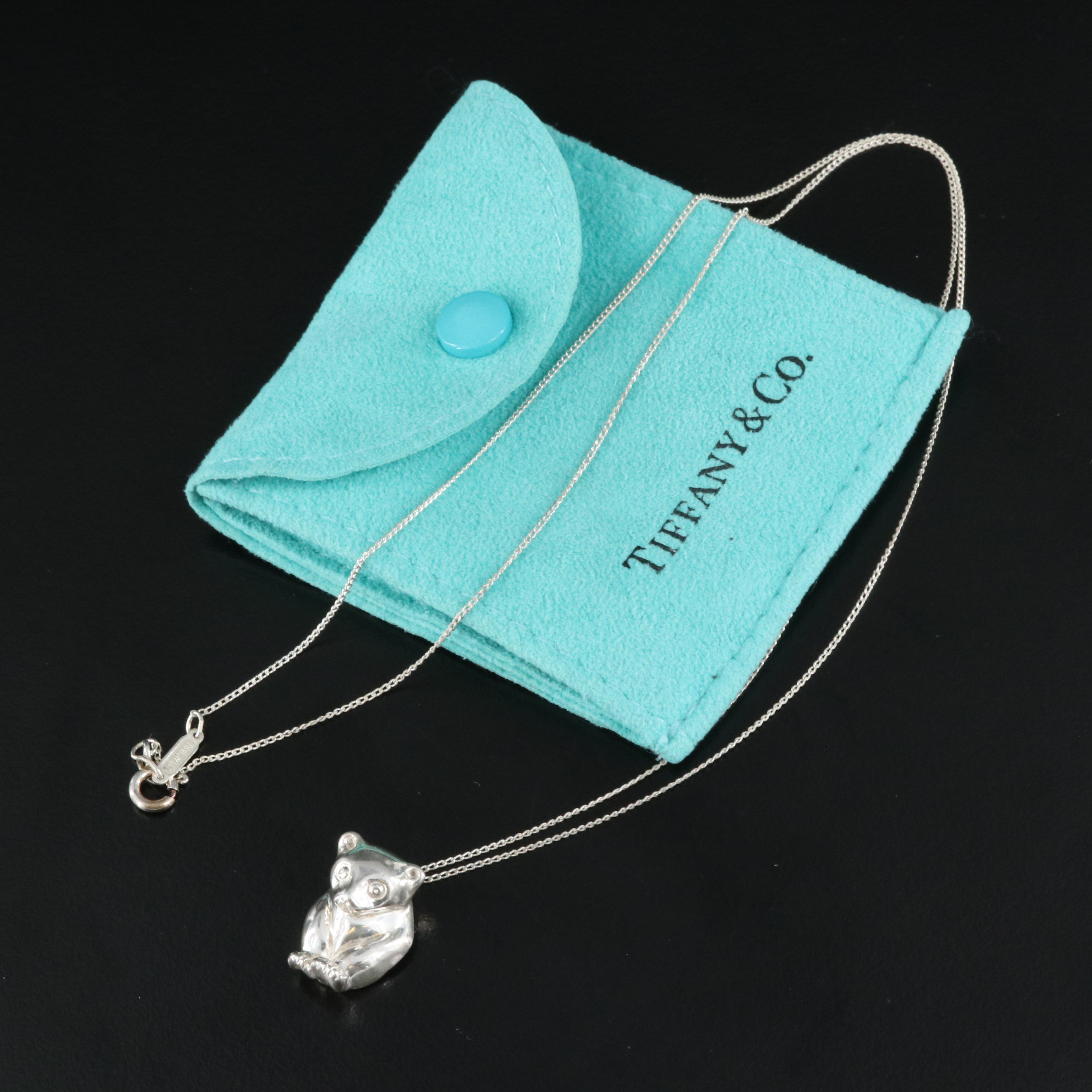 Tiffany & Co. Sterling Sun Bear Pendant Necklace