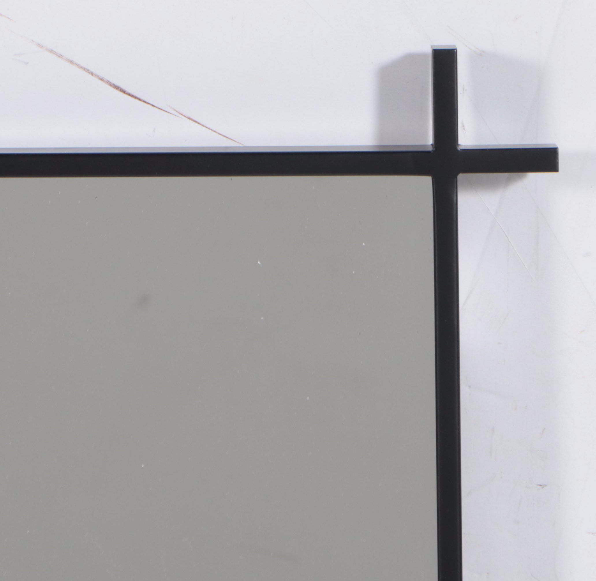 Studio McGee Threshold Cross Corner Black Metal Framed Wall Mirror