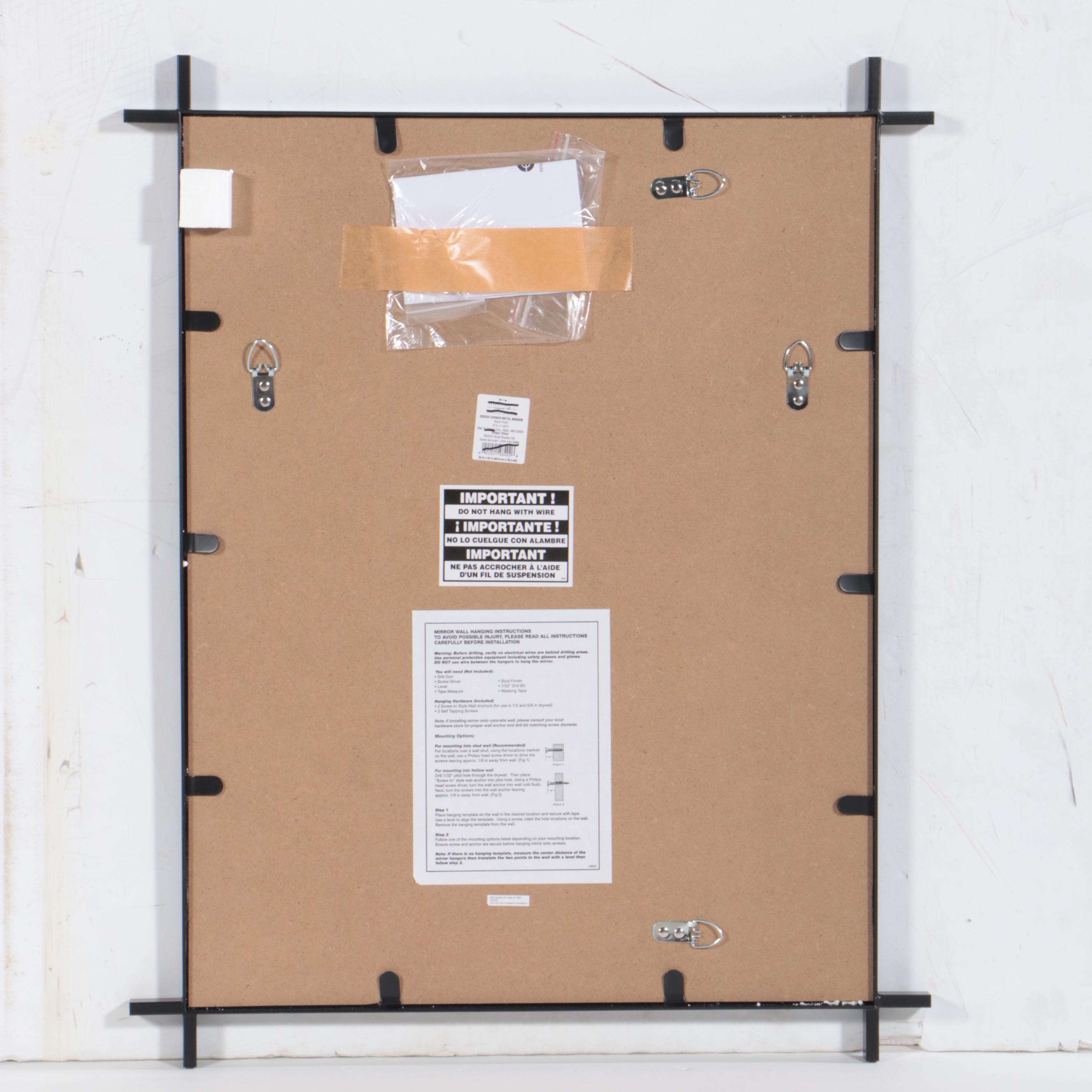 Studio McGee Threshold Cross Corner Black Metal Framed Wall Mirror