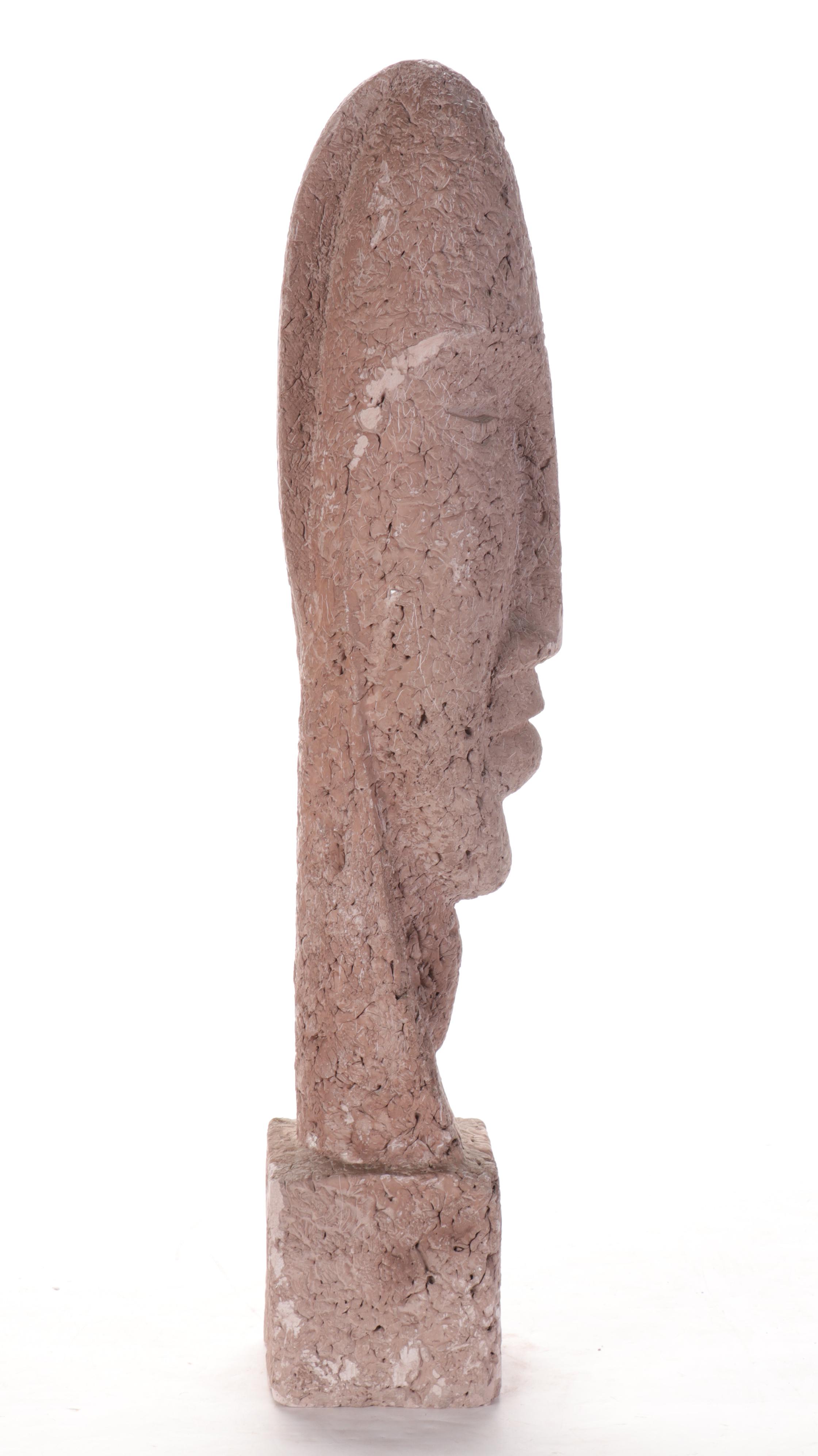 Plaster Sculpture of Abstract Head