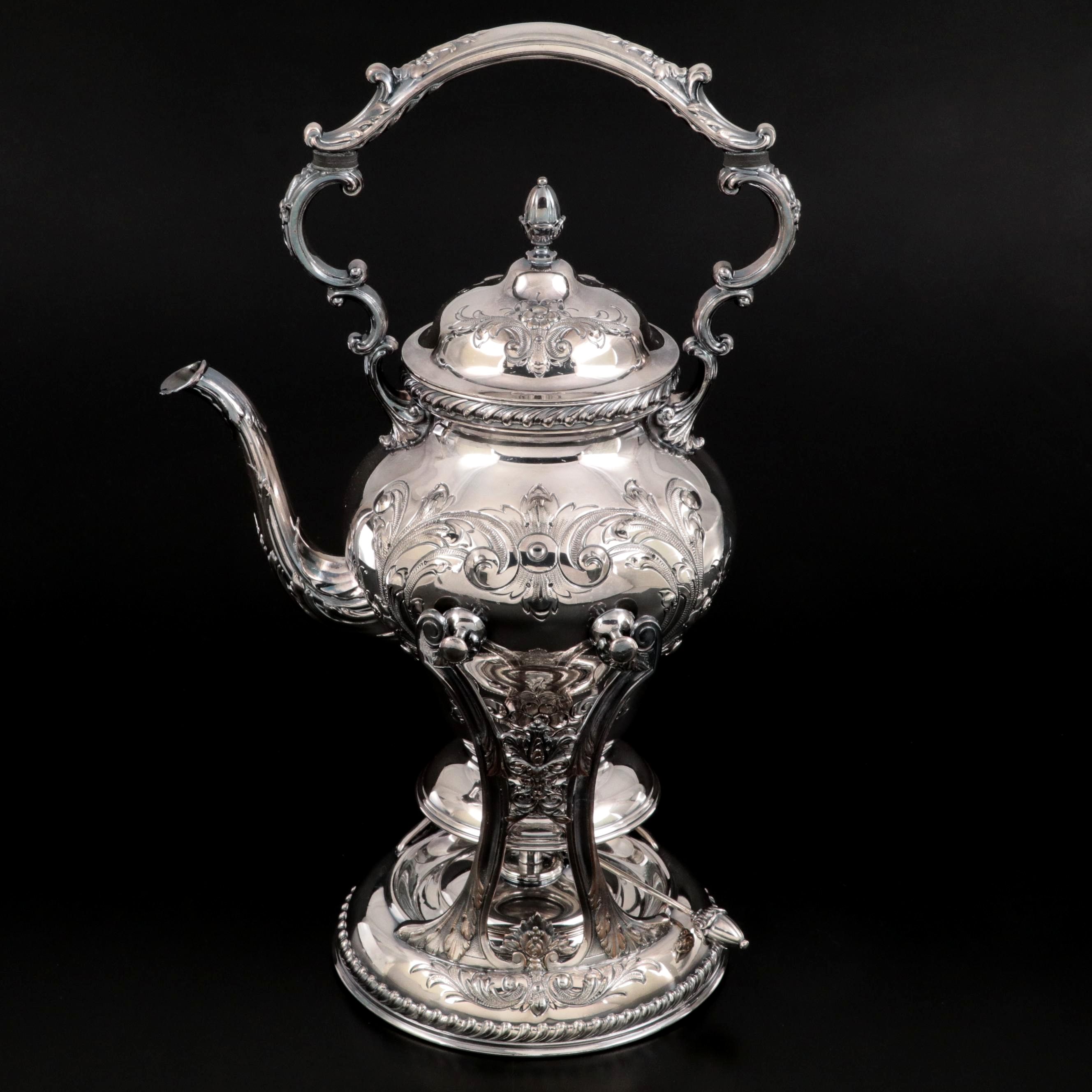 Wilcox Silver Plate Hot Water Kettle on Stand, Late 19th Century