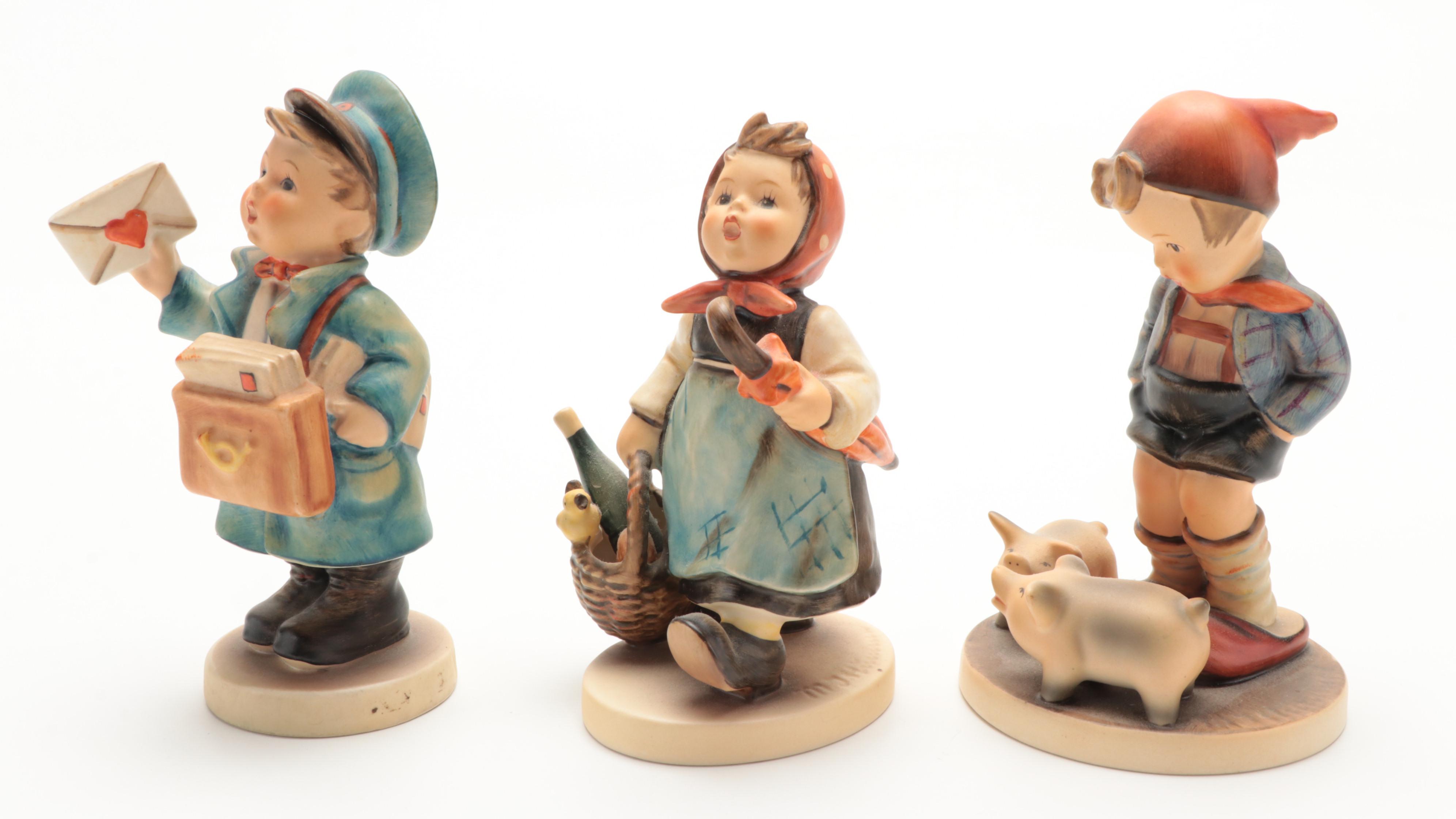 Goebel "Flower Vendor" and Other Porcelain Hummel Figurines