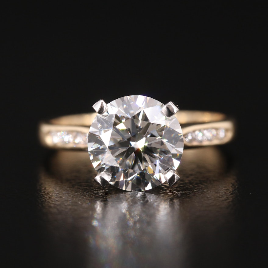 14K 2.61 CTW Lab Grown Diamond Ring with Platinum Accent and IGI Report