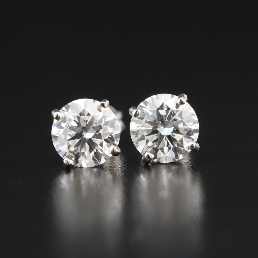 Platinum 2.05 CTW Lab Grown Diamond Stud Earrings with IGI Reports