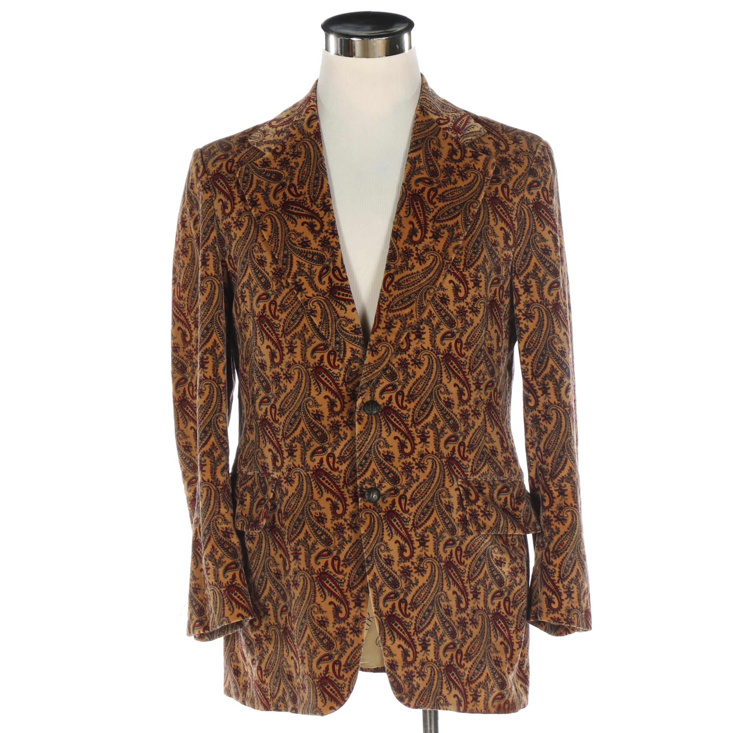 Men's Bill Blass for PBM Velvet Paisley Jacket, 1970s