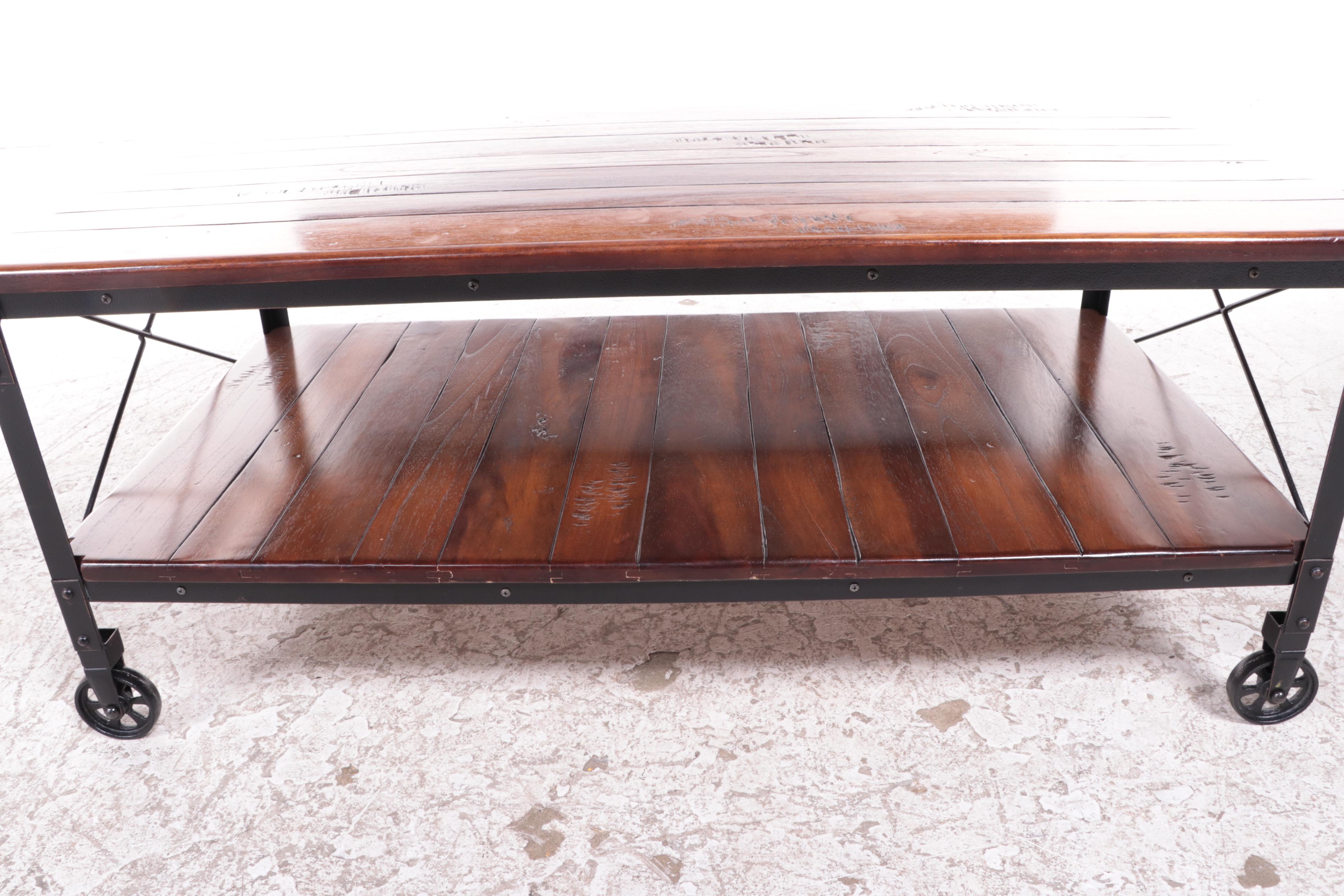 Industrial Style Two-Tier "Factory Cart" Coffee Table