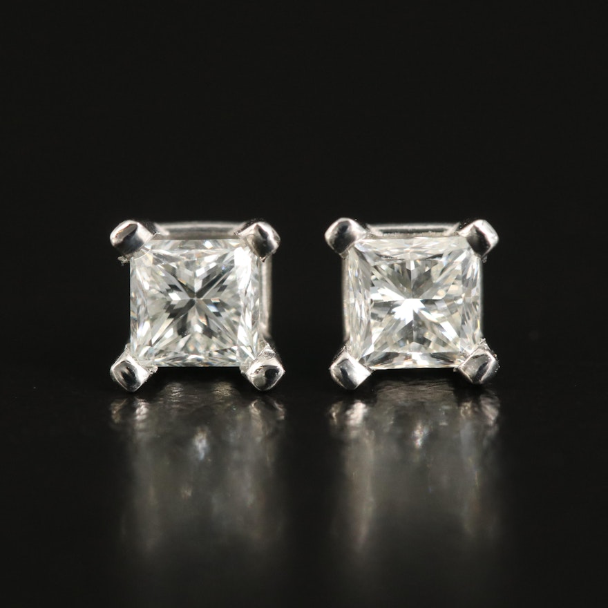 Platinum 1.03 CTW Diamond Stud Earrings with GIA Reports