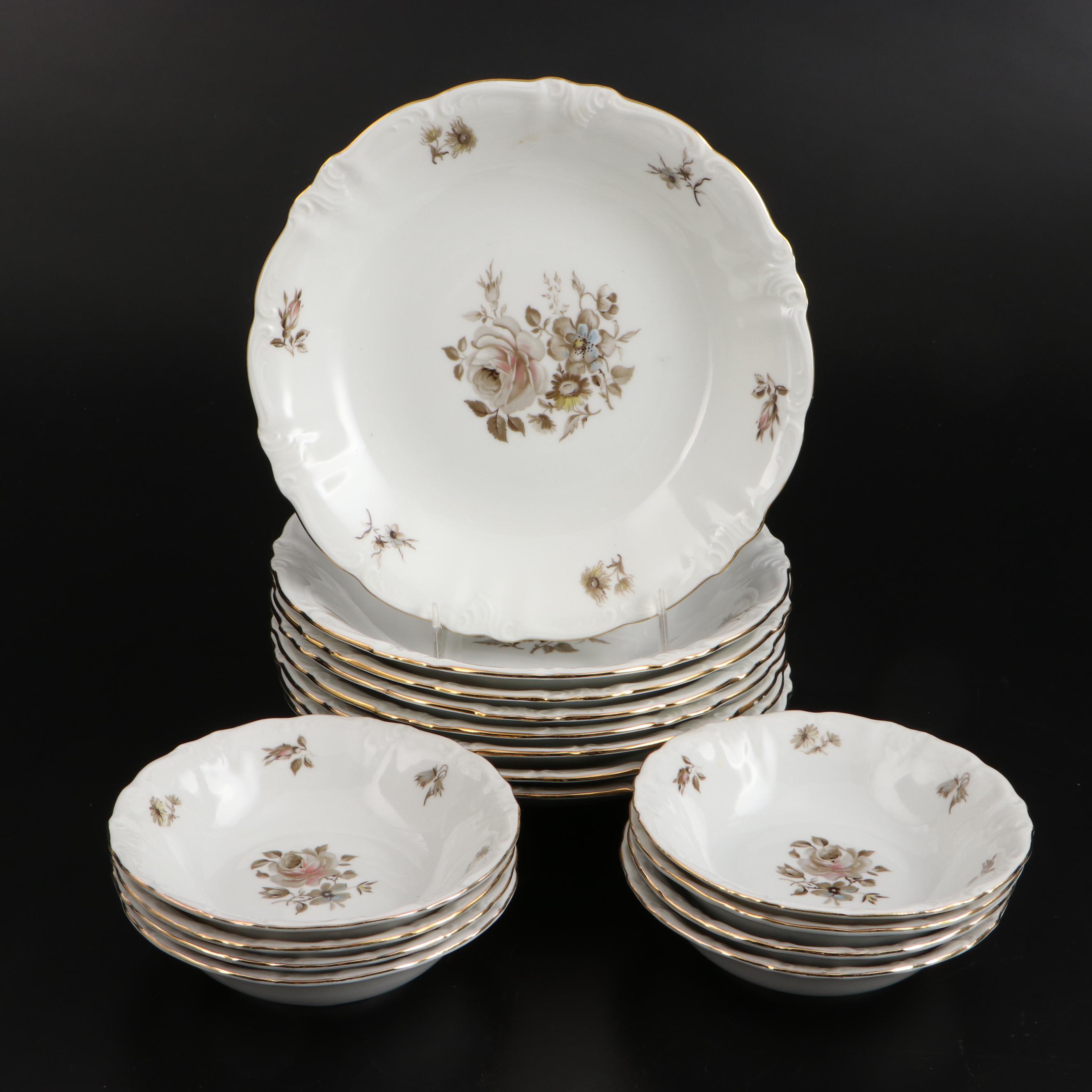 Winterling "Dawn Rose" Porcelain Dinnerware, Late 20th Century