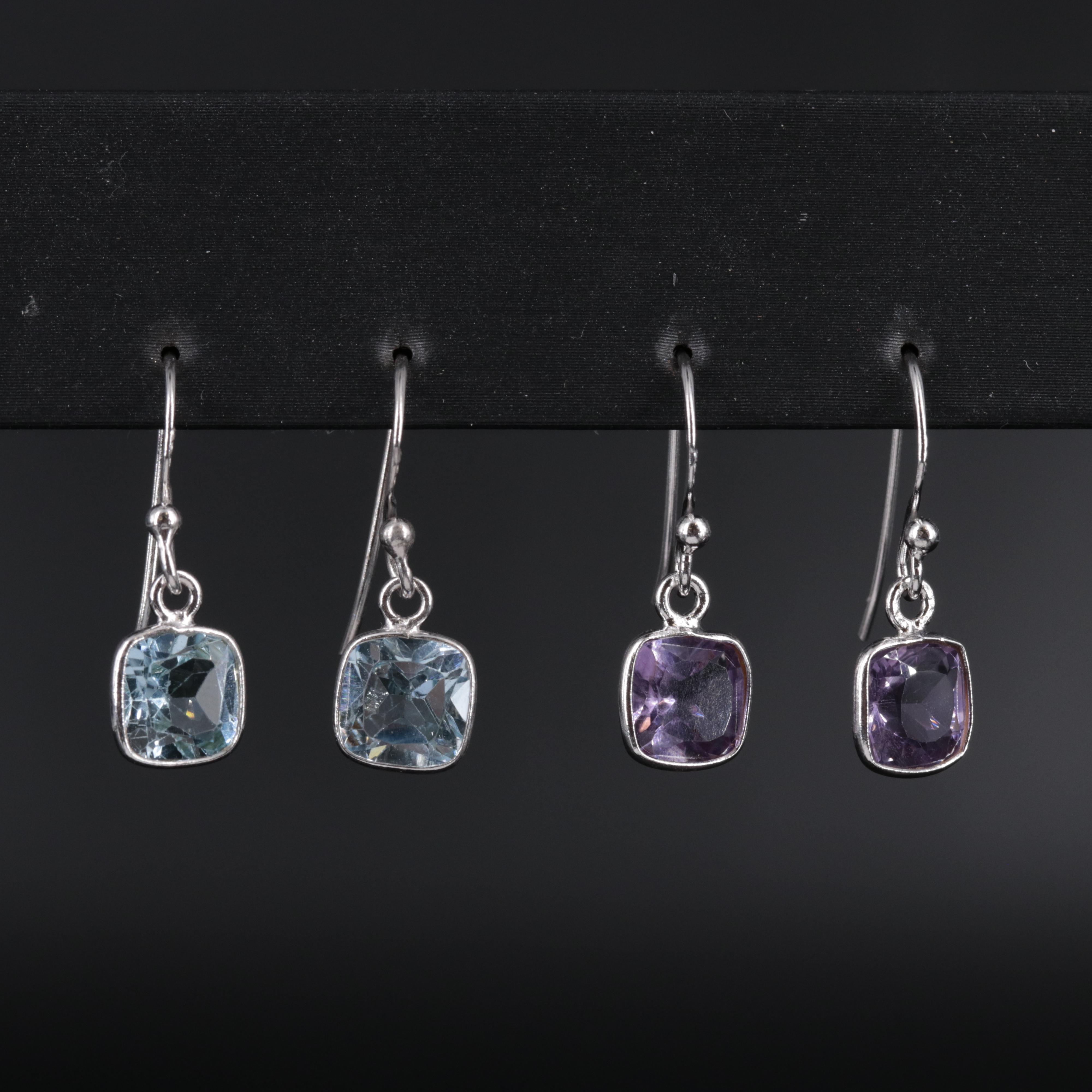 Sterling Silver Earrings With Gemstones