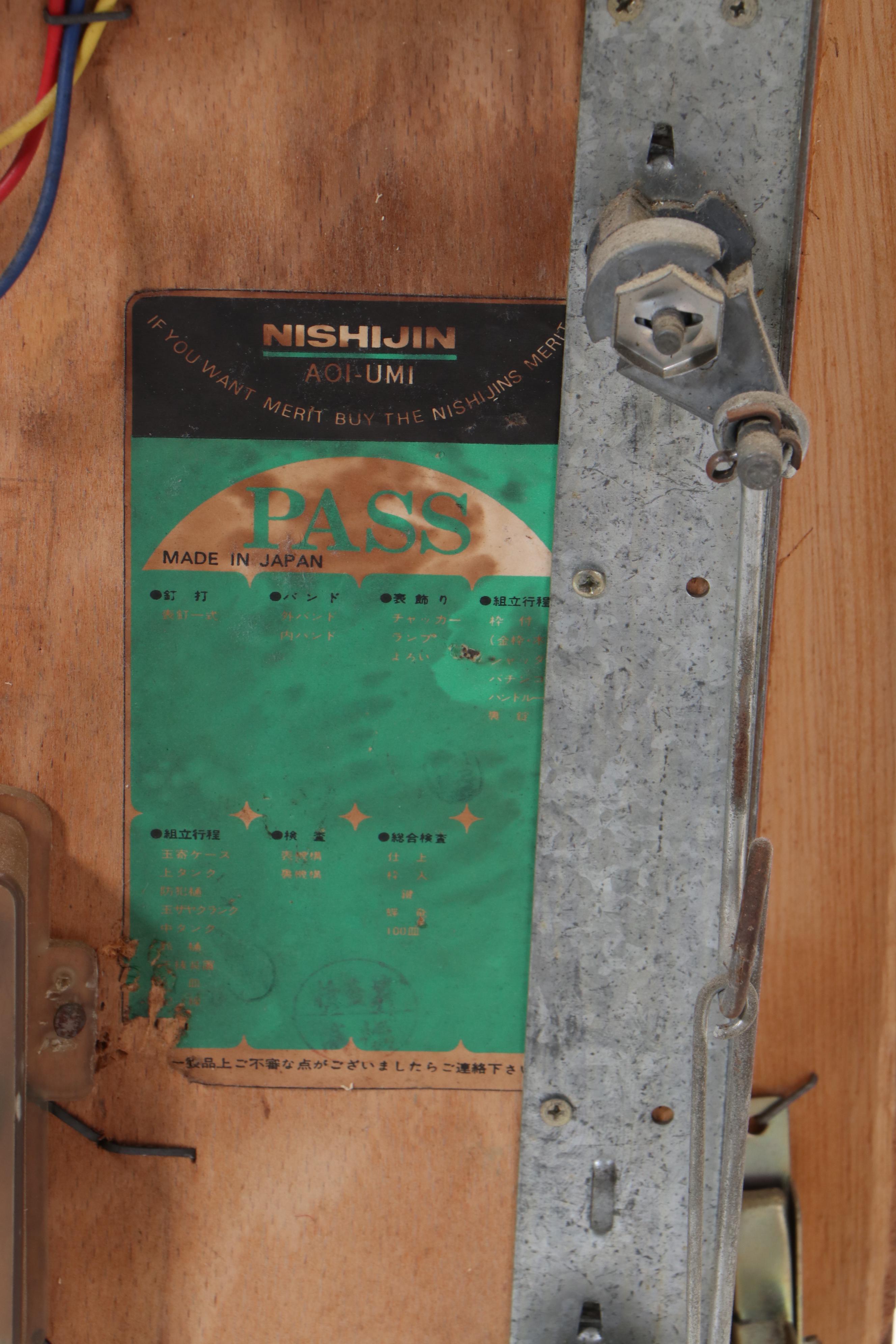 Nishijin "AOI-UMI" Pachinko Machine, circa 1970