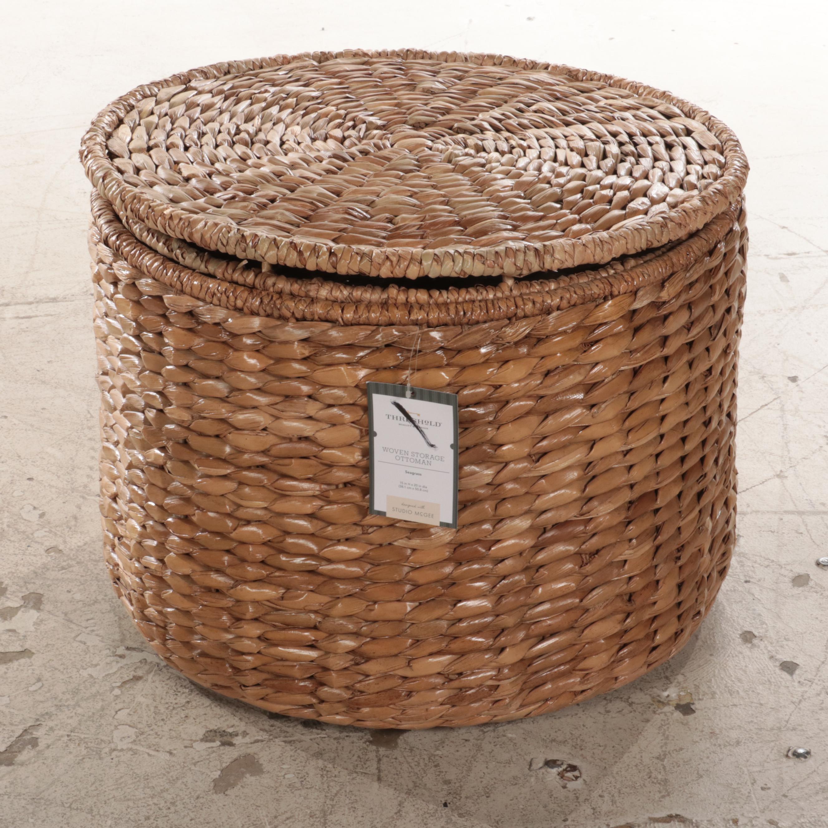 Threshold Woven Seagrass Storage Ottoman