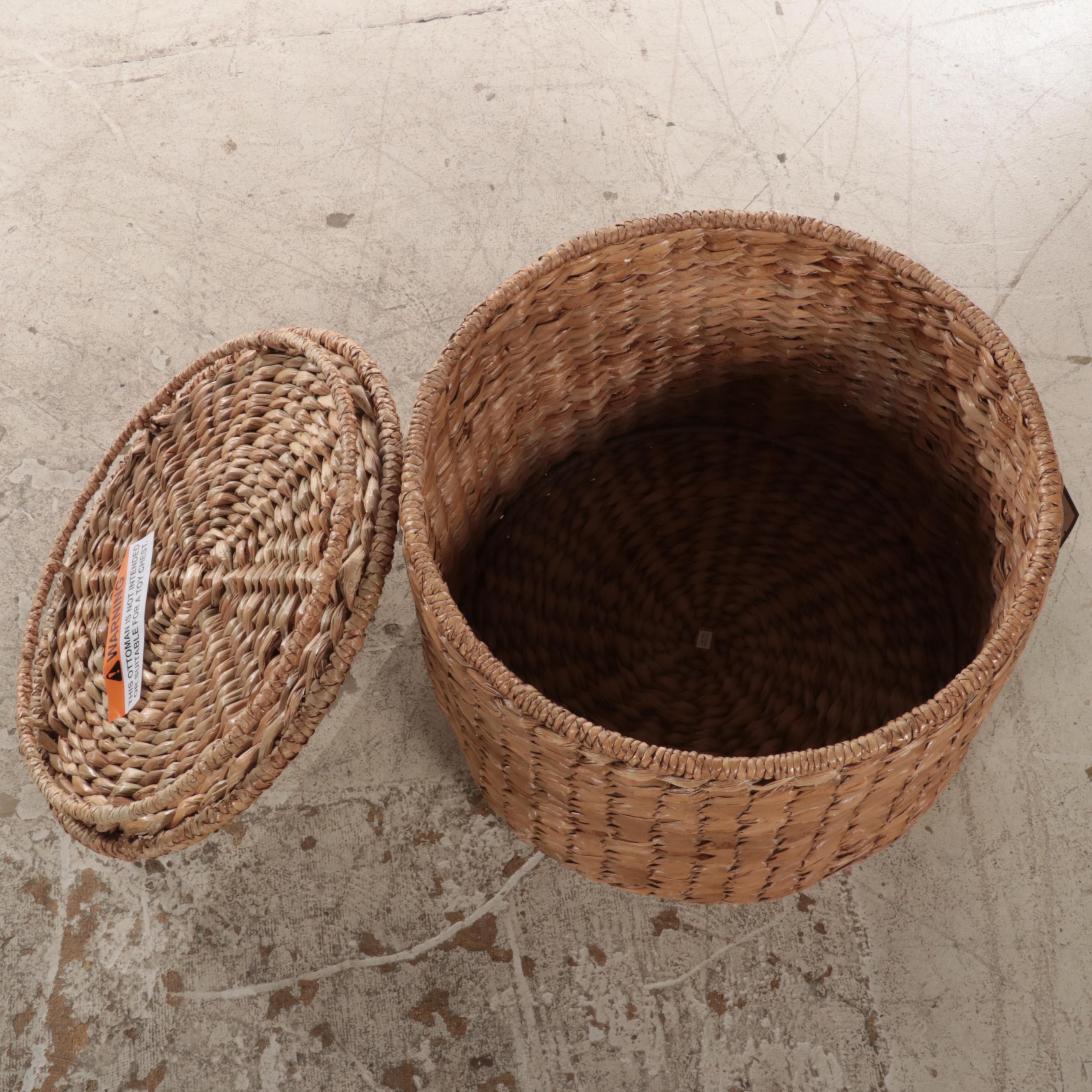 Threshold Woven Seagrass Storage Ottoman