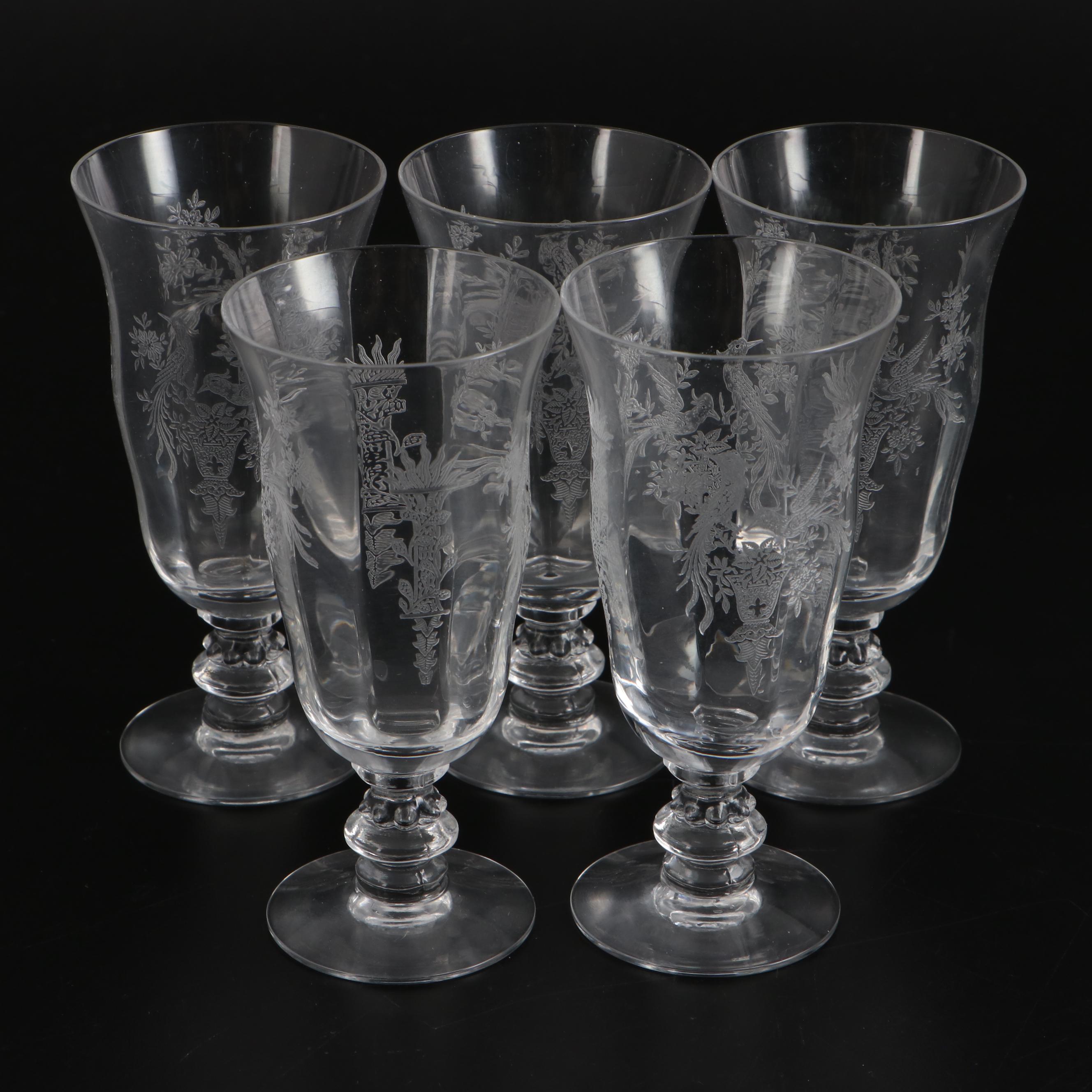 Tiffin-Franciscan "Persian Pheasant" Optic Etched Glass Stemware
