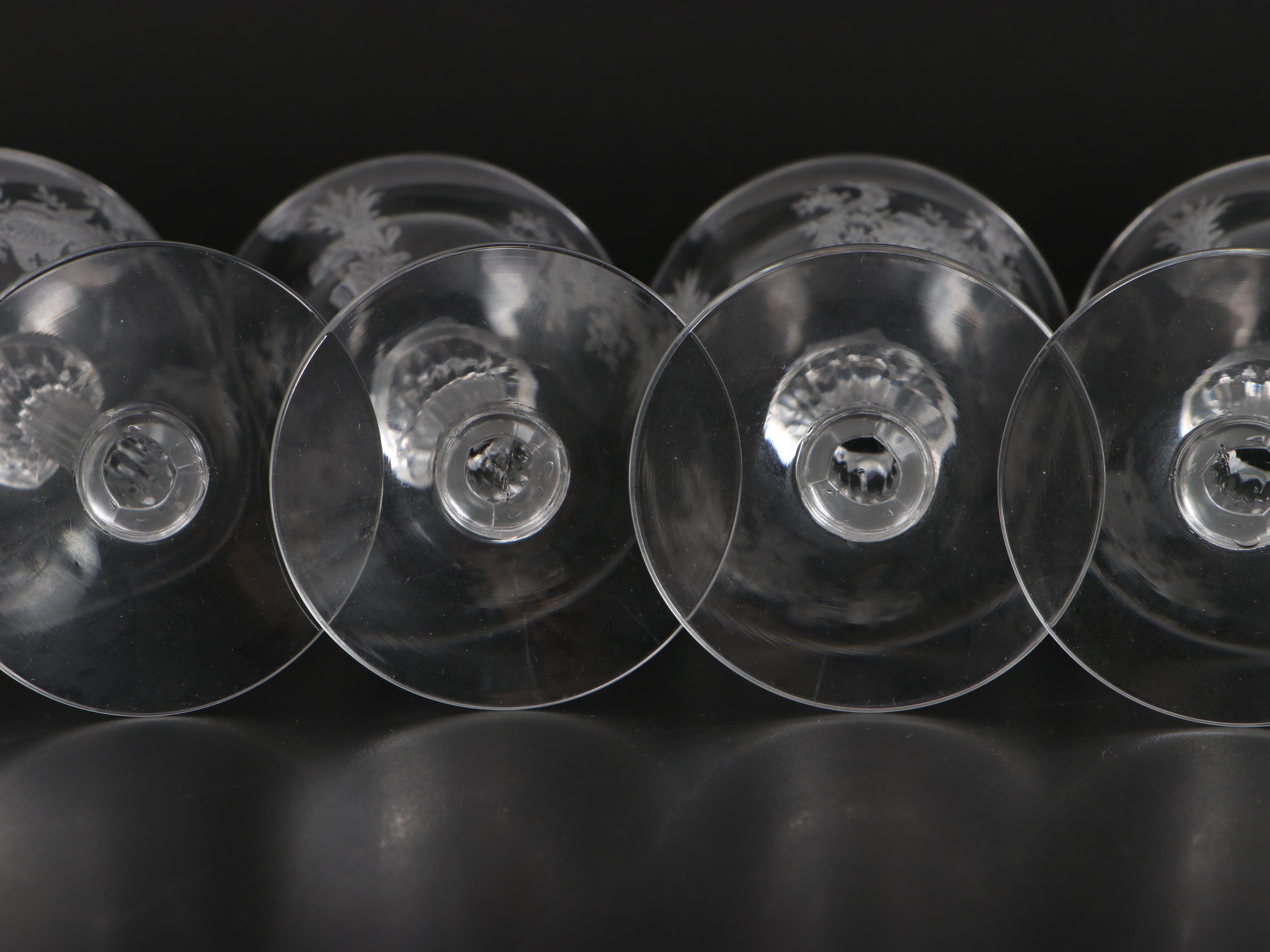 Tiffin-Franciscan "Persian Pheasant" Optic Etched Glass Stemware