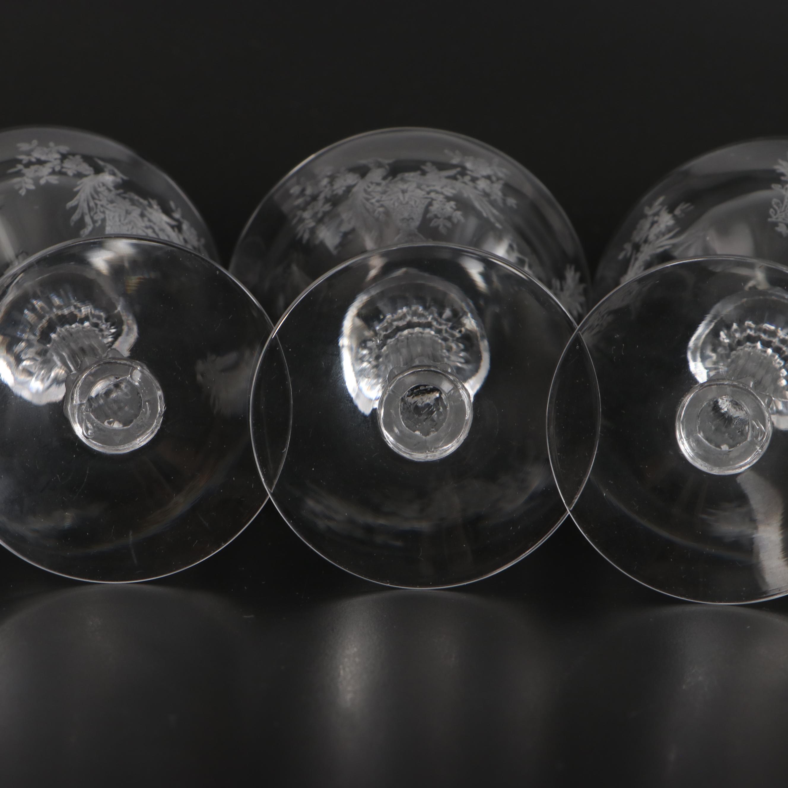 Tiffin-Franciscan "Persian Pheasant" Optic Etched Glass Stemware