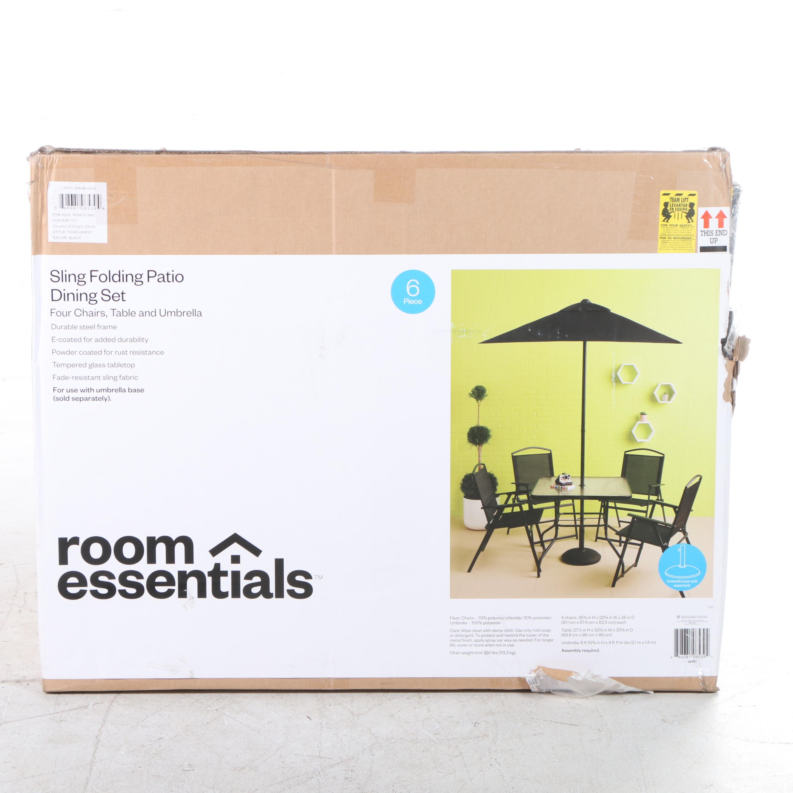 Room Essentials Sling Folding Six-Piece Patio Dining Set