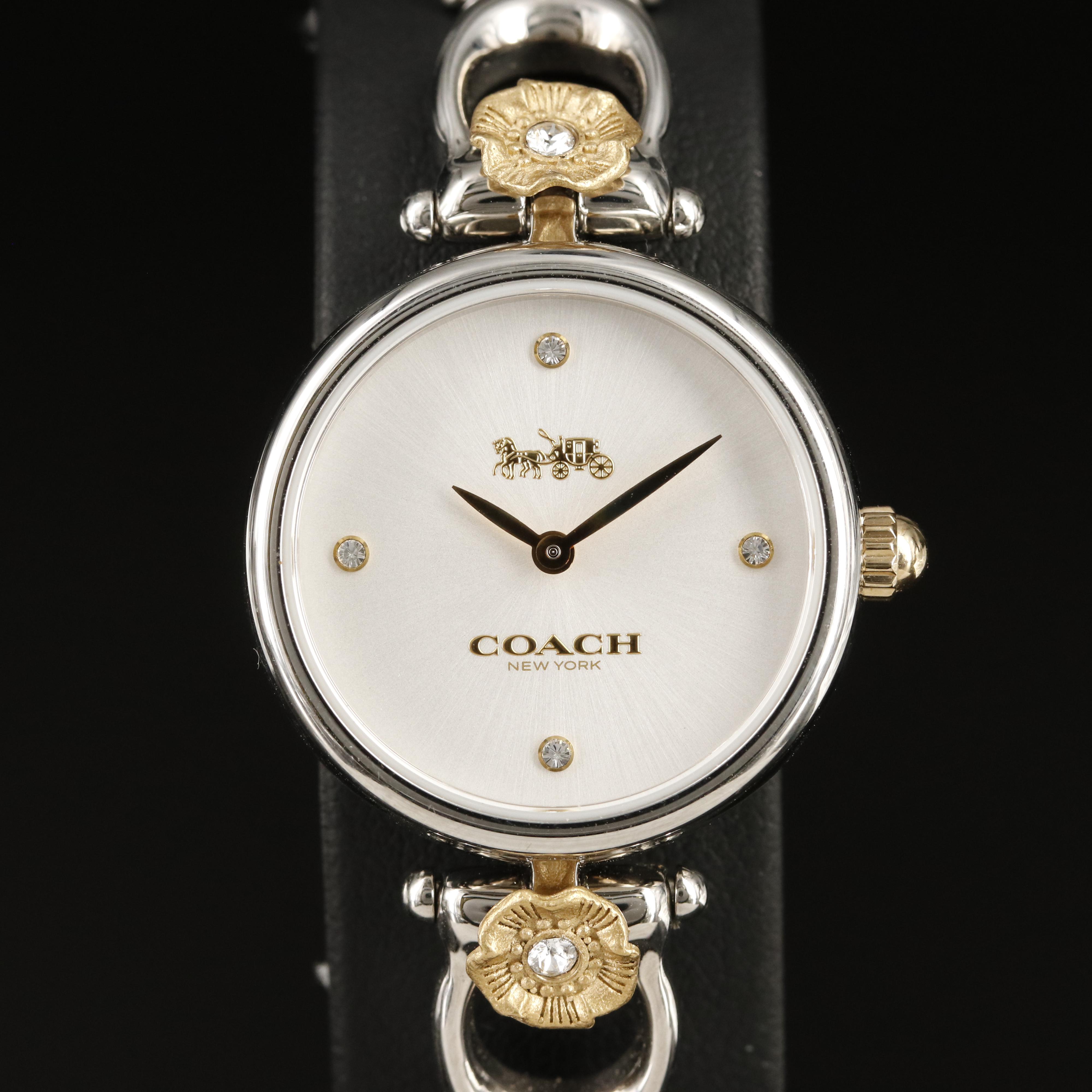 Coach Park Stainless Steel Watch with Tea Rose Bracelet and Crystal Accents