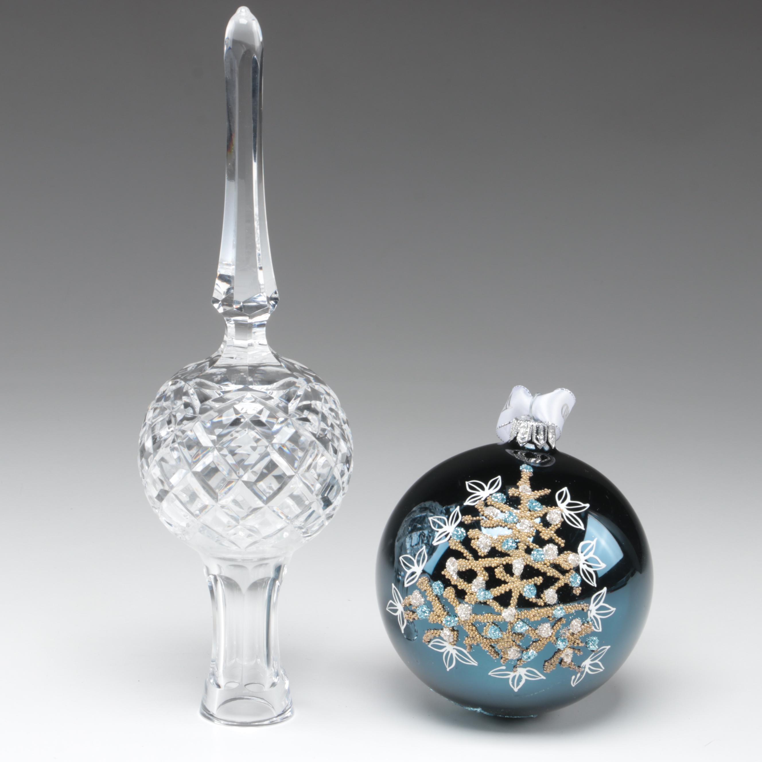 Waterford Crystal Christmas Tree Topper and Embellished Ornament