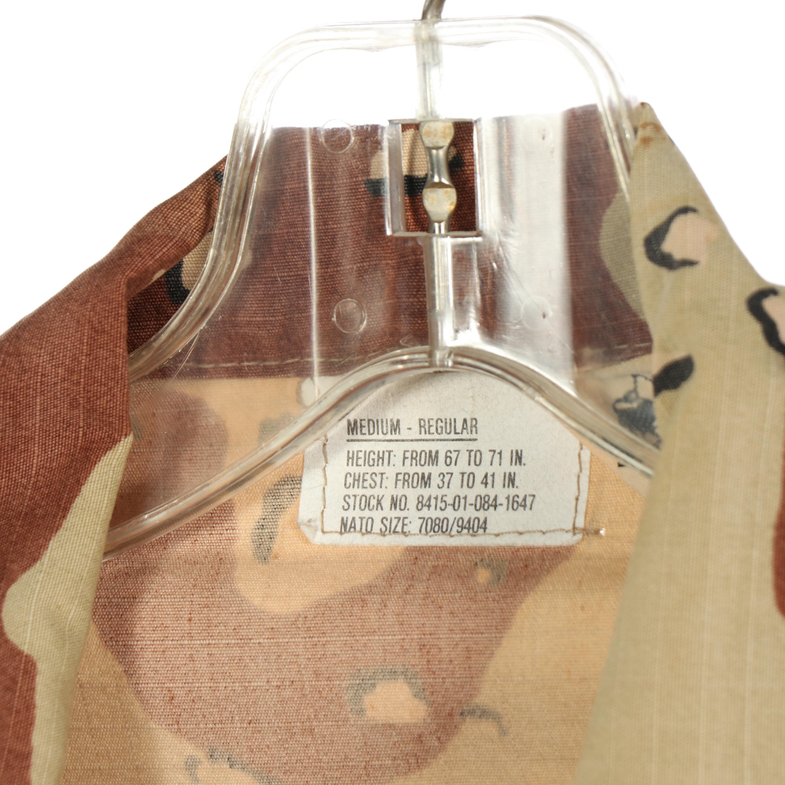 Gulf War Era U.S. Military Battle Dress Uniforms and Other Camouflage Coat