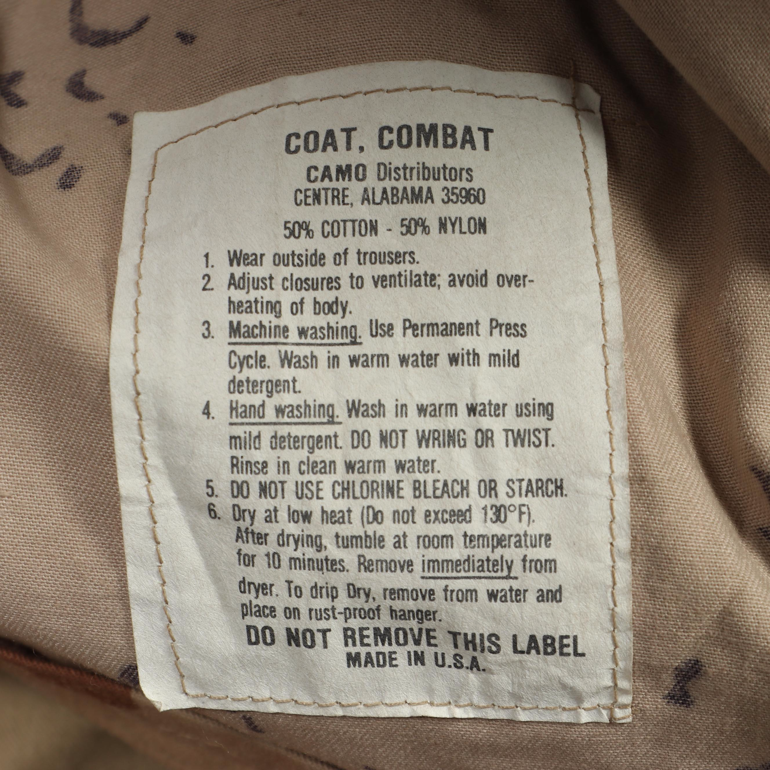 Gulf War Era U.S. Military Battle Dress Uniforms and Other Camouflage Coat