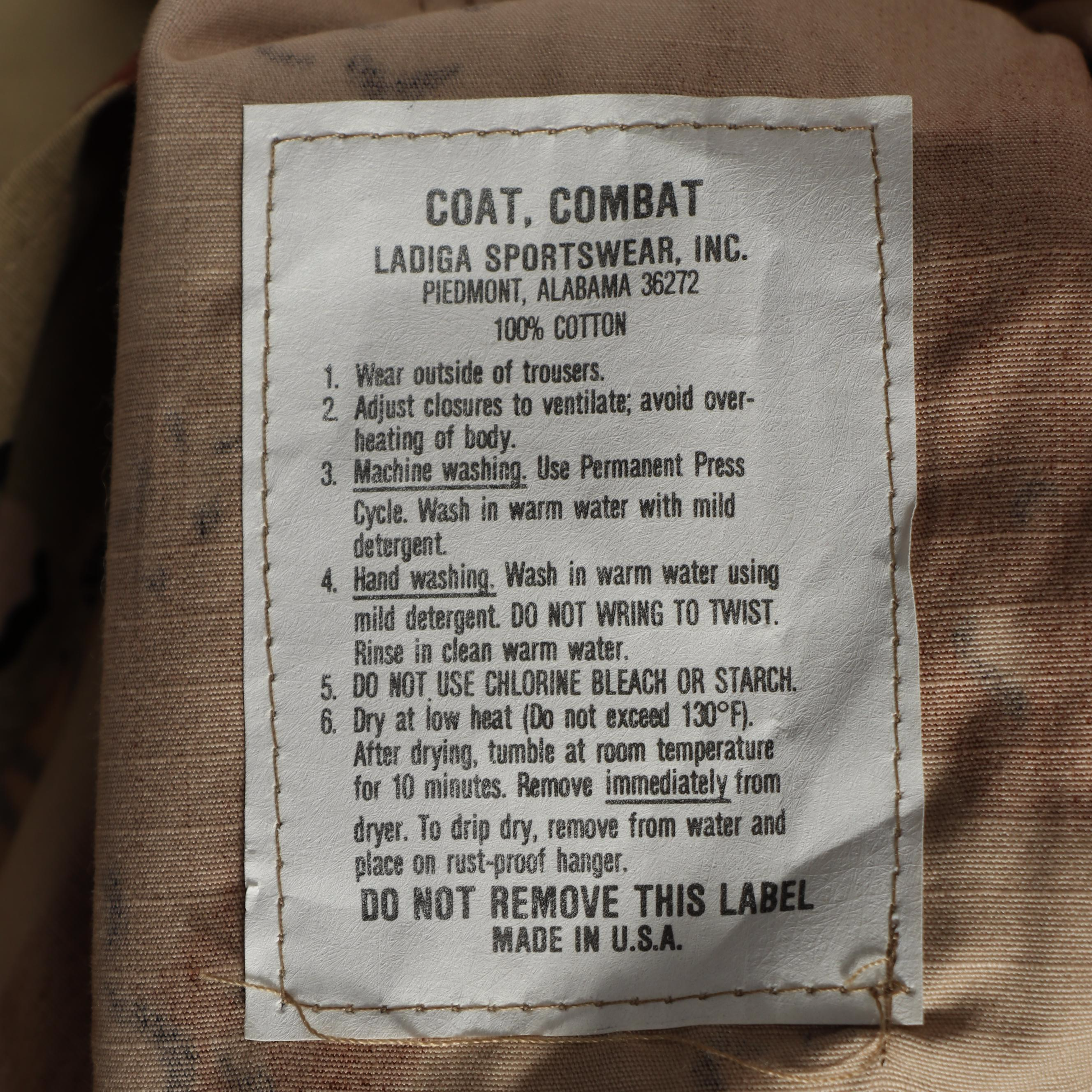 Gulf War Era U.S. Military Battle Dress Uniforms and Other Camouflage Coat