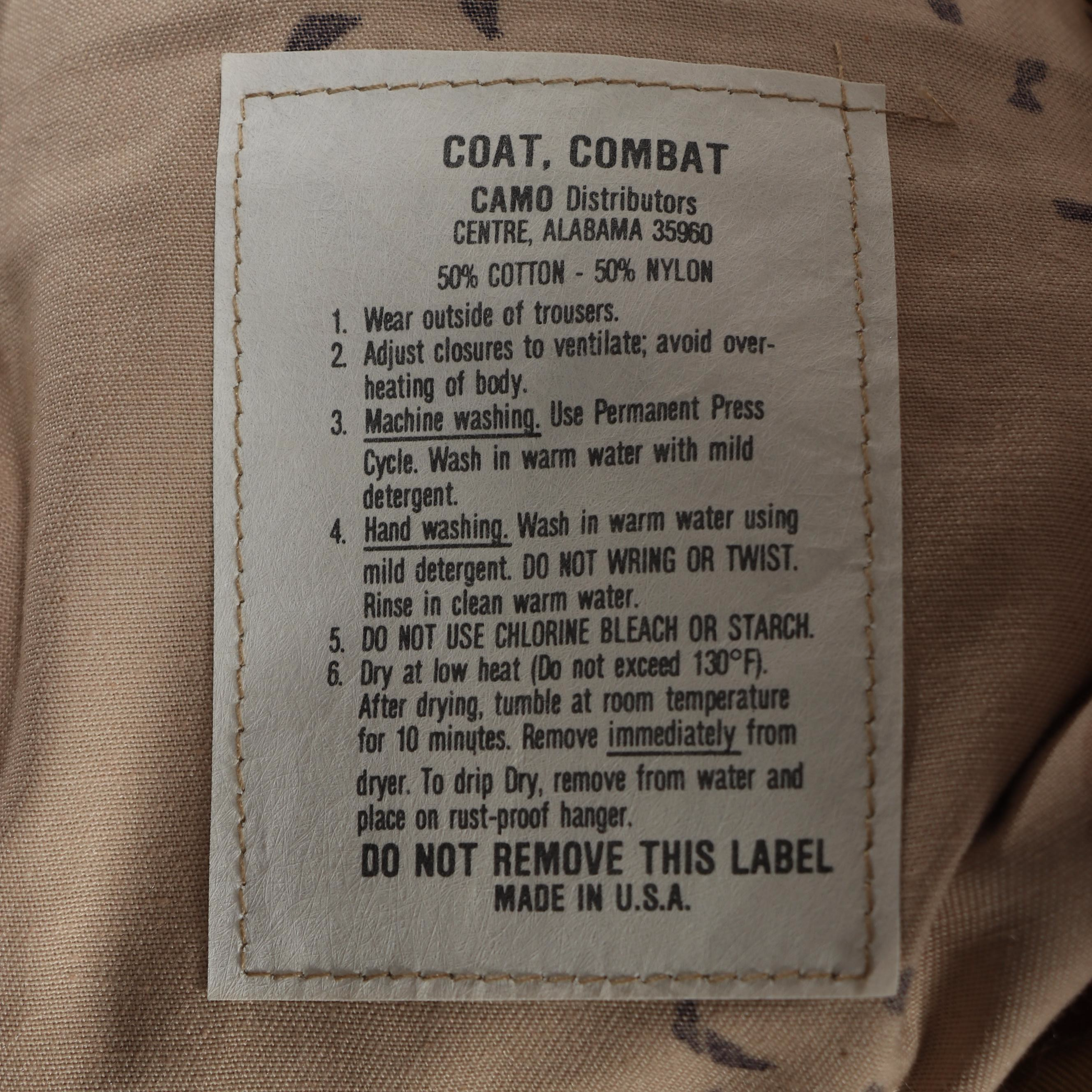 Gulf War Era U.S. Military Battle Dress Uniforms and Other Camouflage Coat