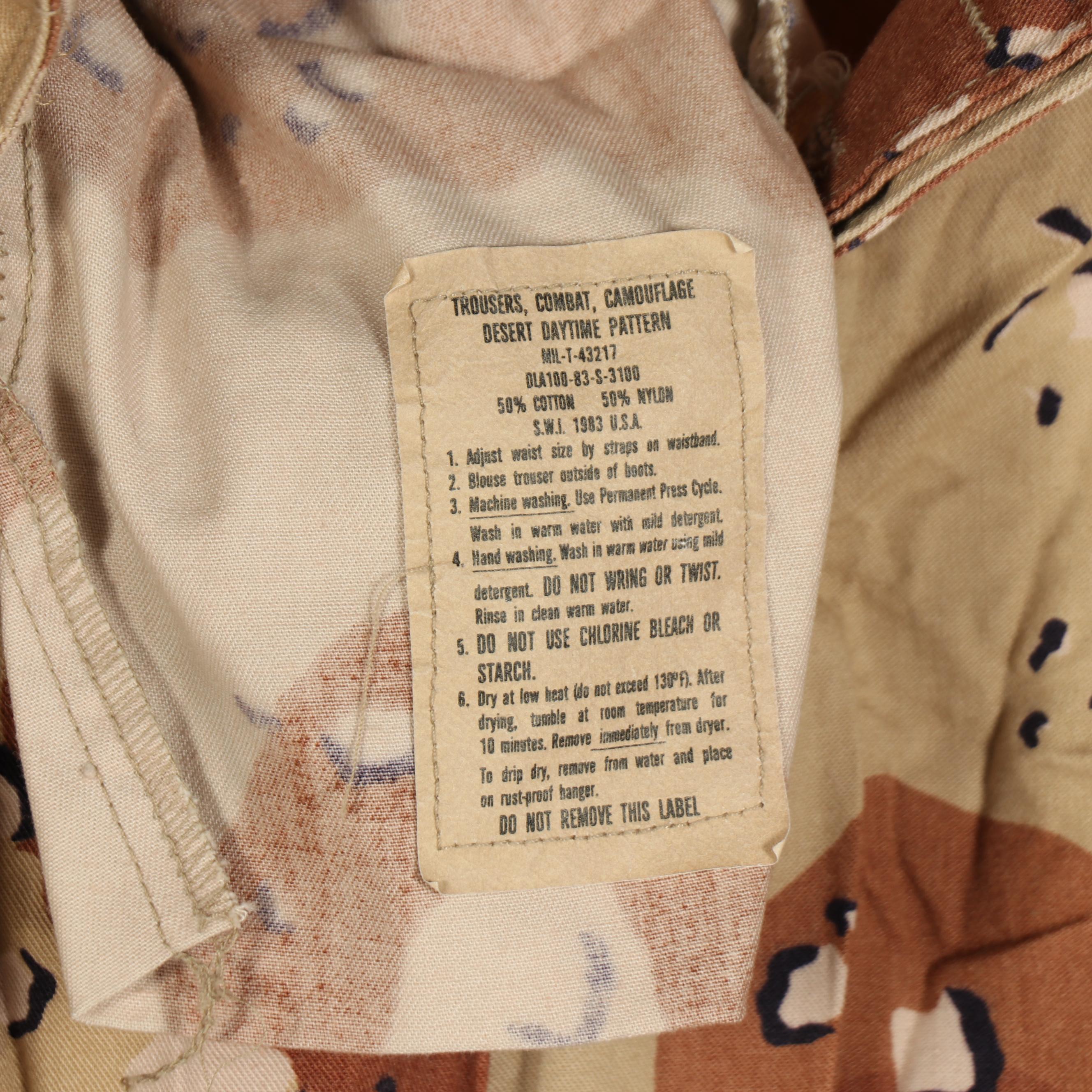 Gulf War Era U.S. Military Battle Dress Uniforms and Other Camouflage Coat