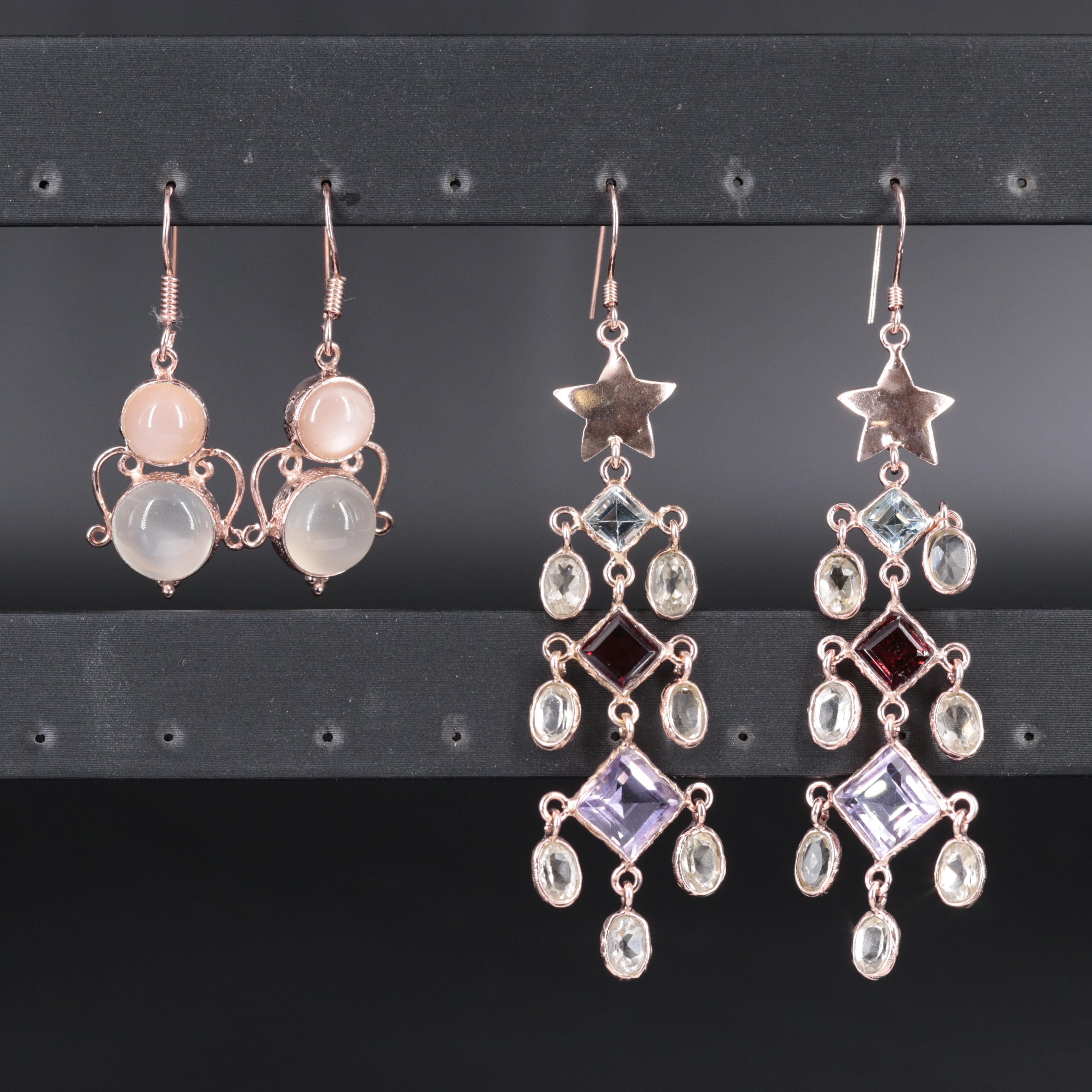 Sterling Silver Earrings With Gemstones