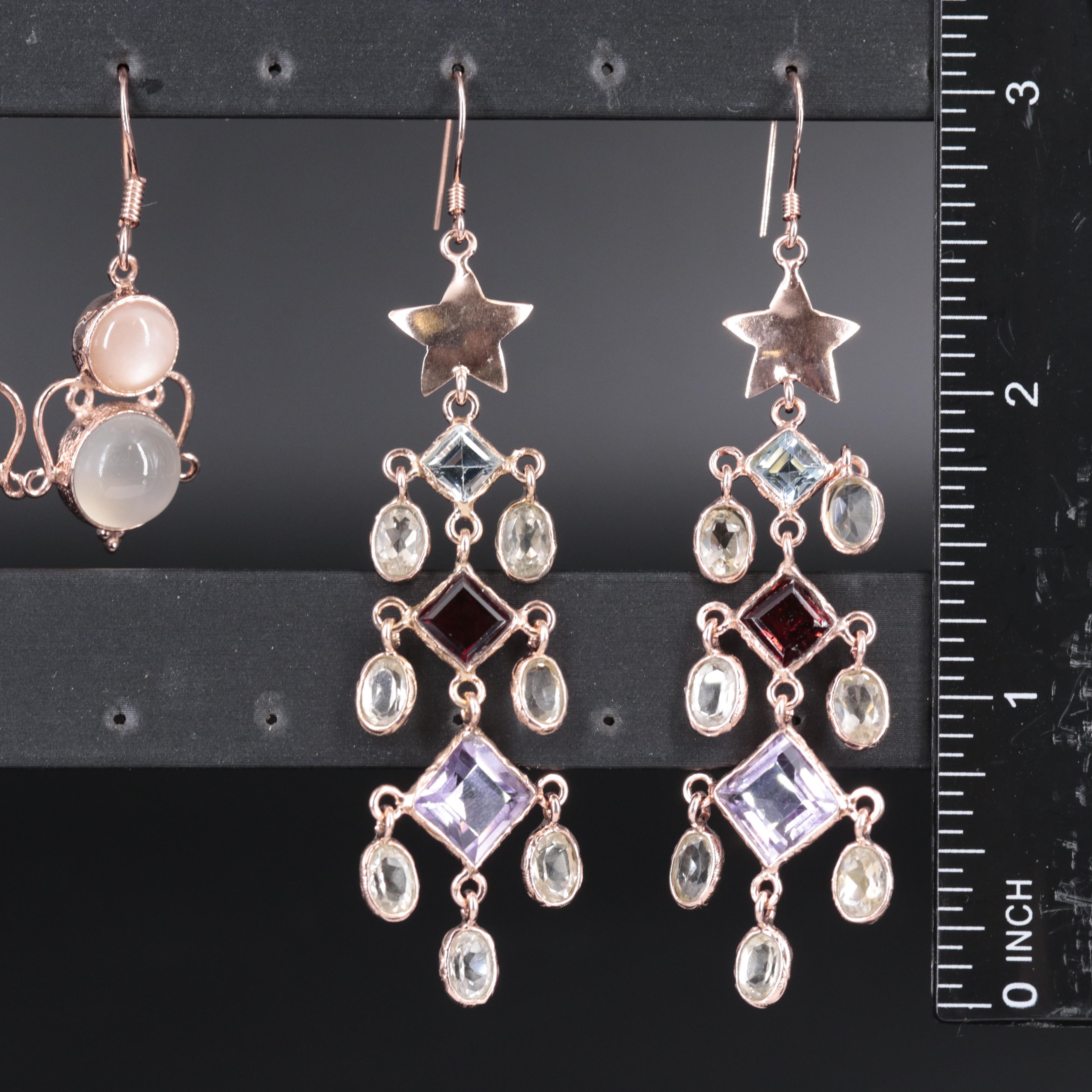 Sterling Silver Earrings With Gemstones