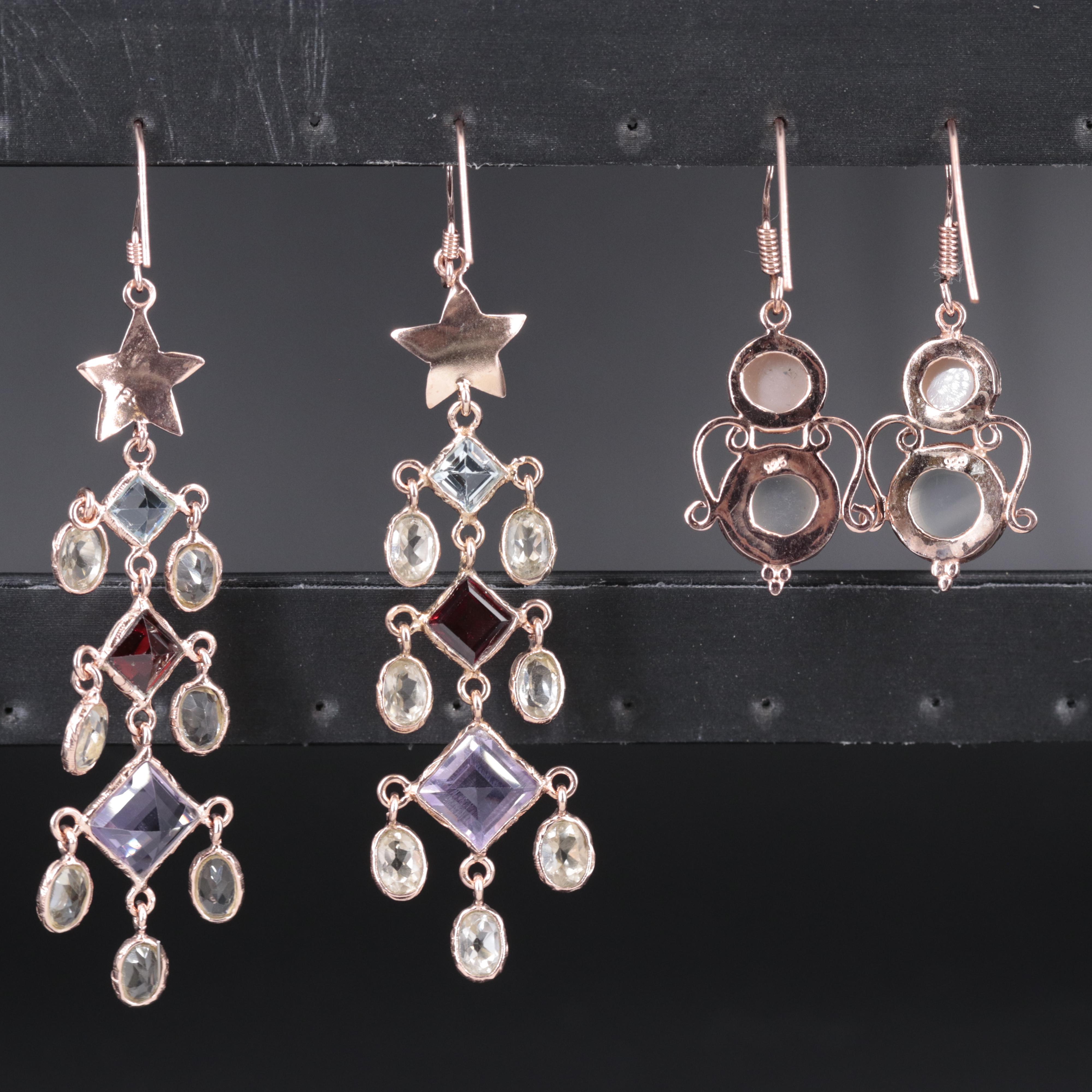 Sterling Silver Earrings With Gemstones